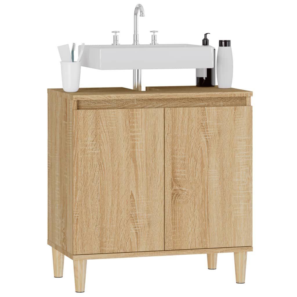 cm 58x33x60 Waschbeckenunterschrank Badezimmerspiegelschrank Sonoma vidaXL (1-St) Sonoma-Eiche Eiche Holzwerkstoff