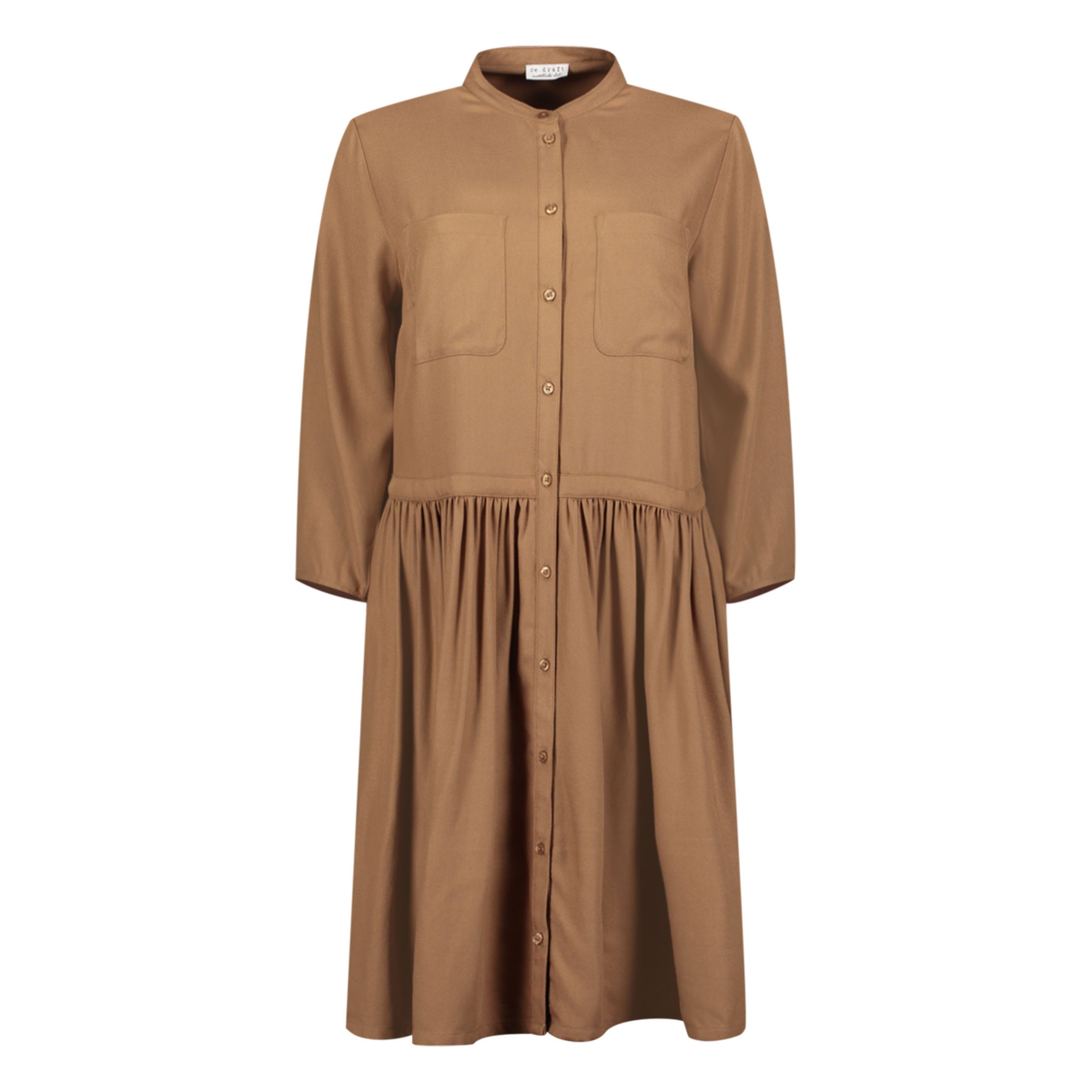 re.draft Blusenkleid Blouse Dress with Volant Tobacco- braun
