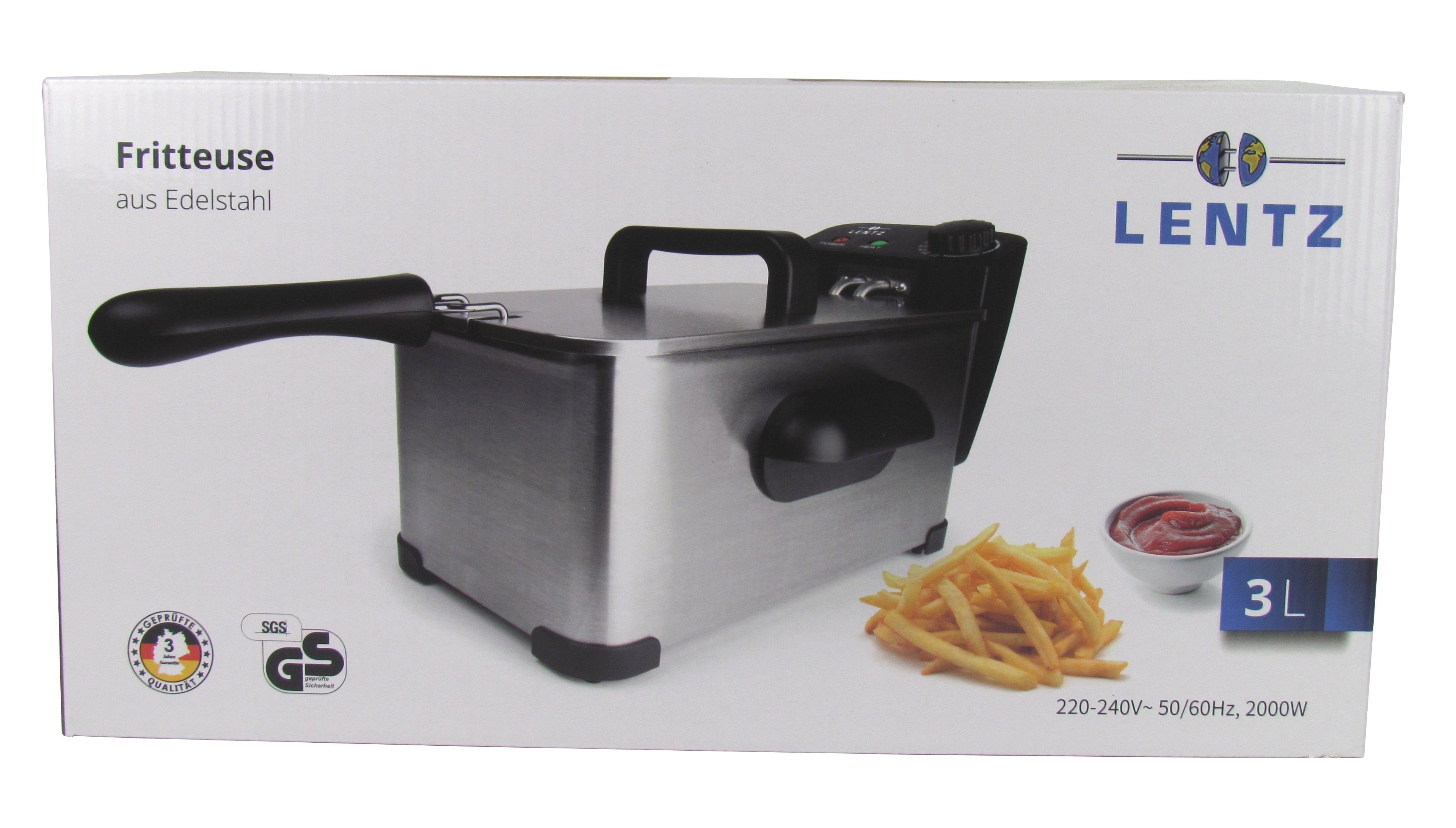 Lentz Fritteuse, 2000,00 W, Fassungsvermögen 3 oder 5 Liter, für 3 - 4 Personen