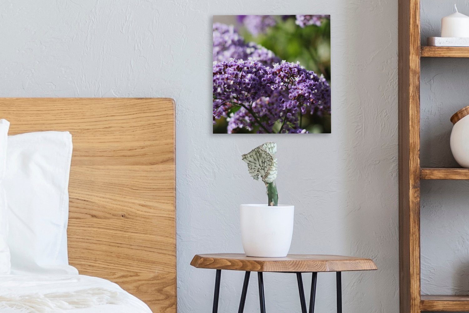 OneMillionCanvasses® Leinwandbild Lila Leinwand für einem St), Hintergrund, Limonium-Blüten Wohnzimmer vor (1 Bilder Schlafzimmer unscharfen