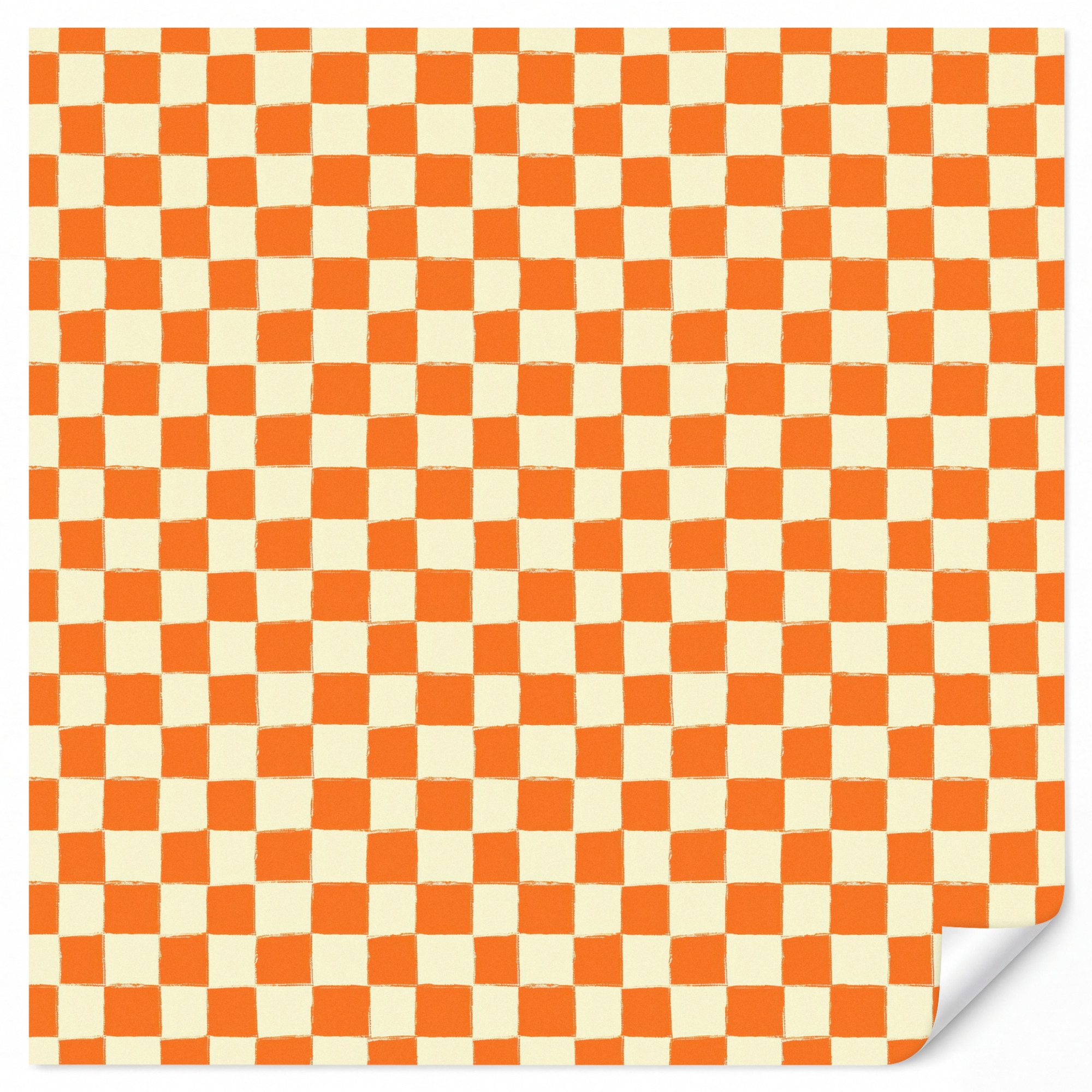 OnlyWow Fototapete Kinderzimmer - Schach - Muster - Orange, Matt, bedruckt, Wandtapete, Wohnzimmer, Modern, Wanddekoration 260x280cm