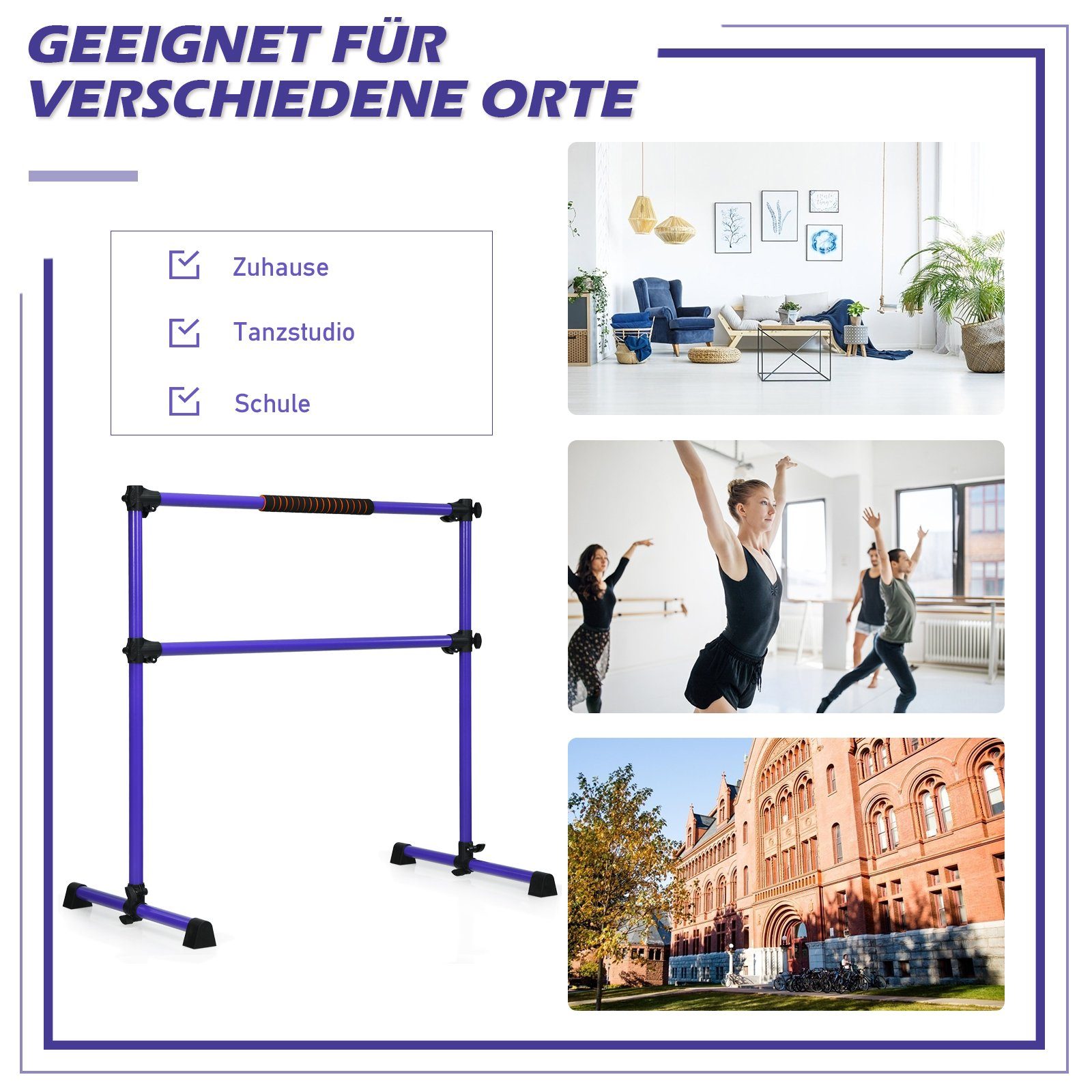 COSTWAY Balancetrainer Ballettstange, stufenlos höhenverstellbar