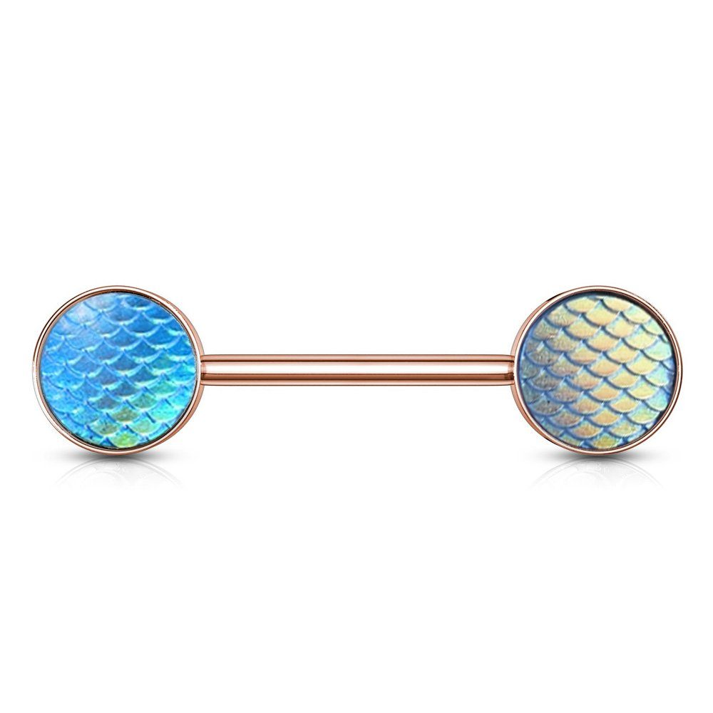 Brustwarzenpiercing Nippel Barbell Piercing Stab Brustpiercing Fischschuppen holografisch