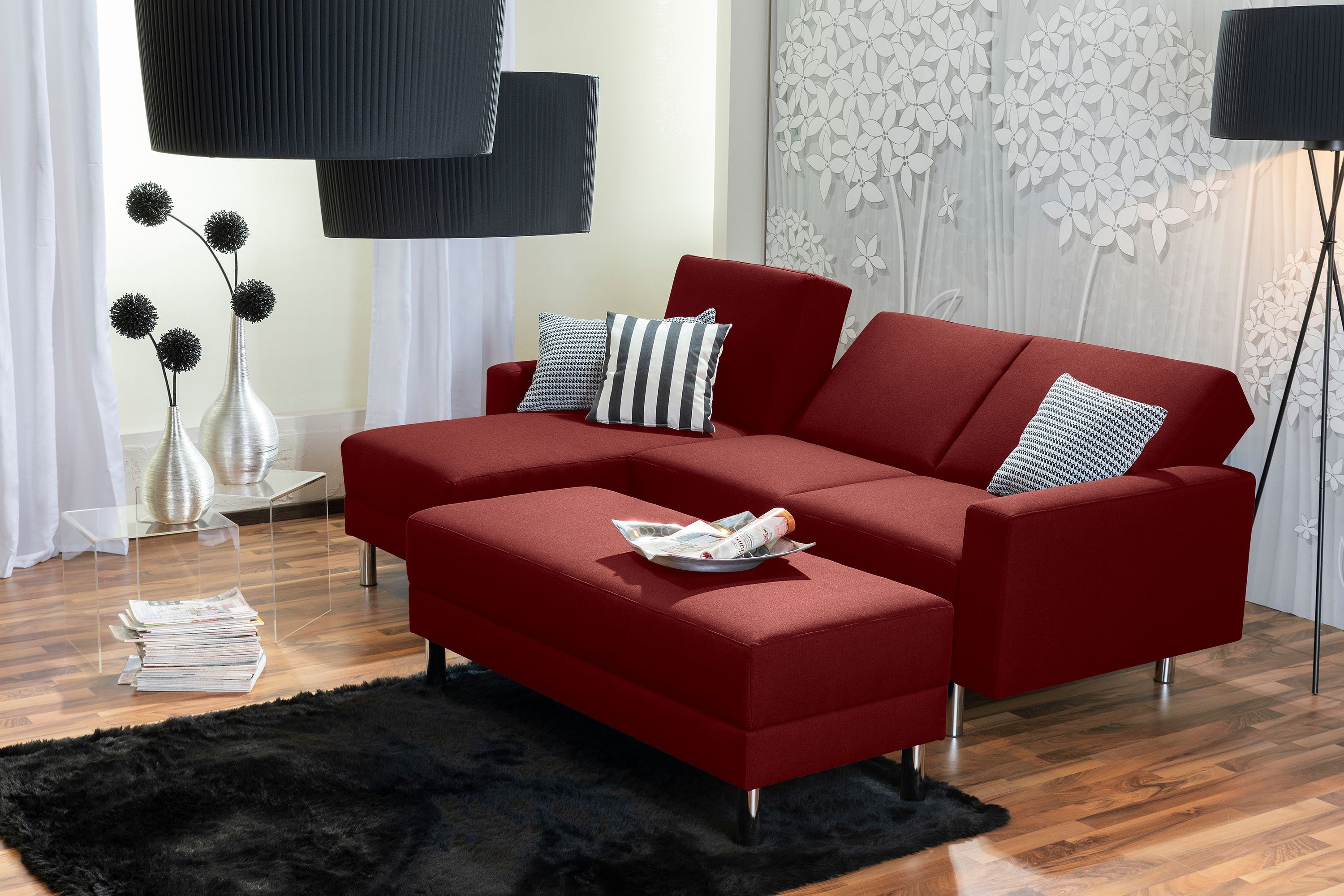 Max Winzer® Loungesofa Just 1 Funktionssofa rot, Stück, Germany Made Flachgewebe Fashion in