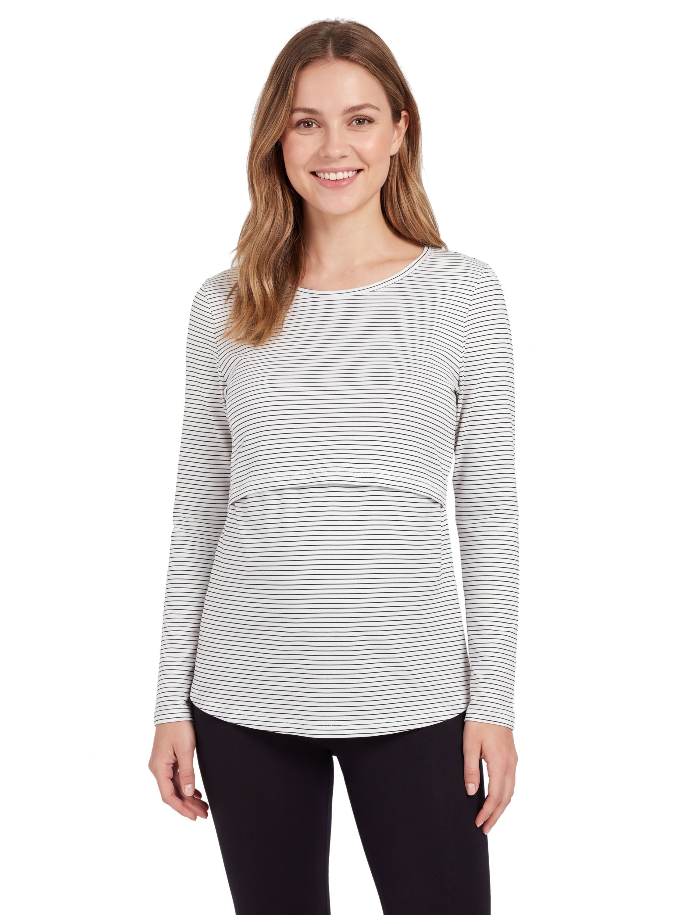Alkato Stillshirt Alkato Damen Langarm Stillshirt mit Rundhals aus Baumwolle