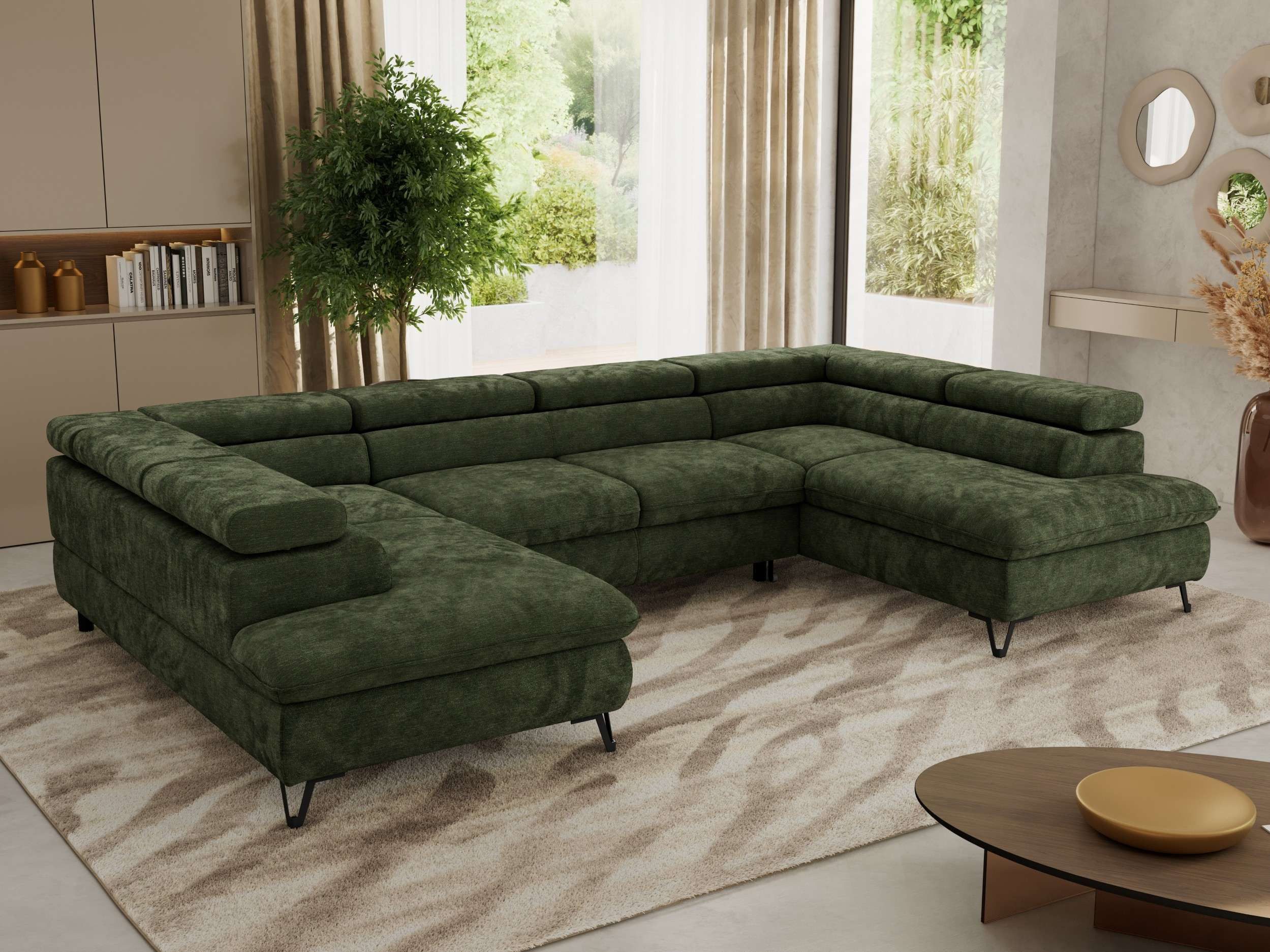 MKS MÖBEL Ecksofa PABLO U, Set, Wellenfeder, Metallbeine, HR35-Schaum, U-förmige Ecke, Wohnlandschaft, verstellbare Kopfstützen