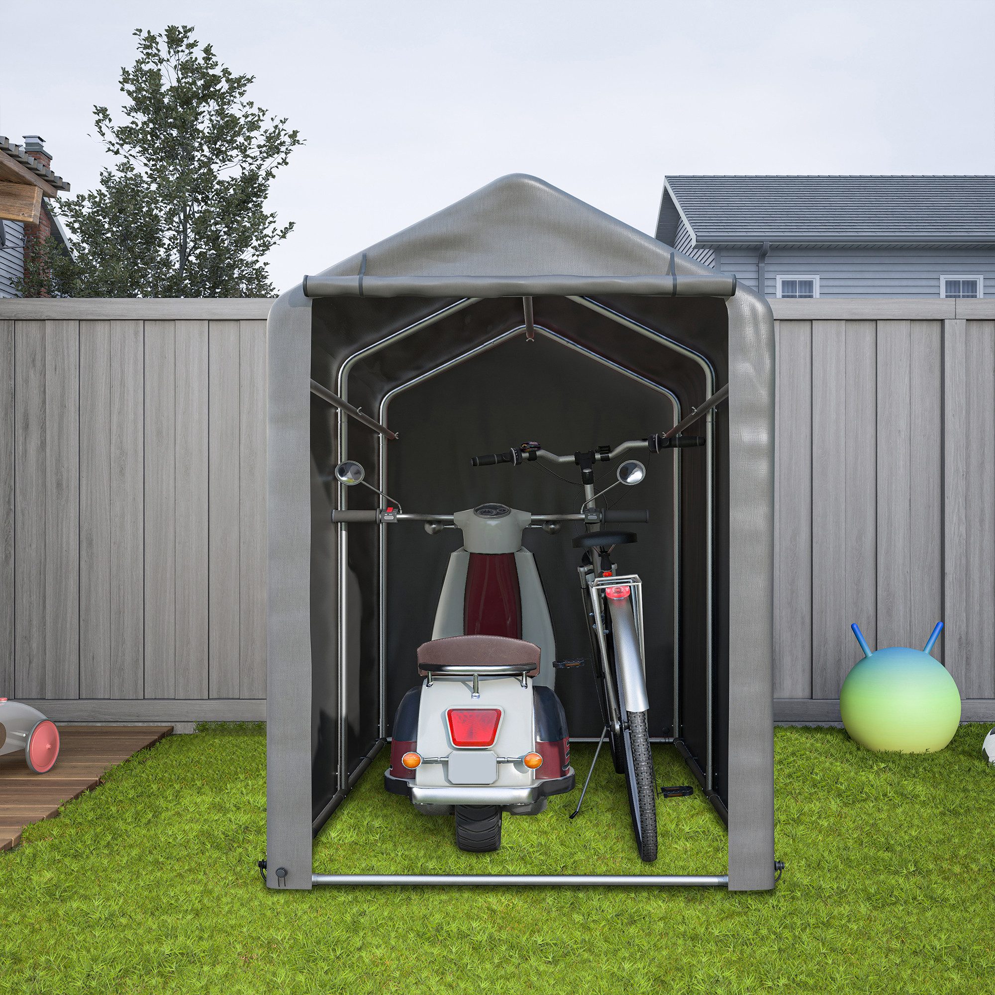 GIHAUVIA Gartenhaus Fahrradgarage, Lagerzelt Carport Gerätezelt.