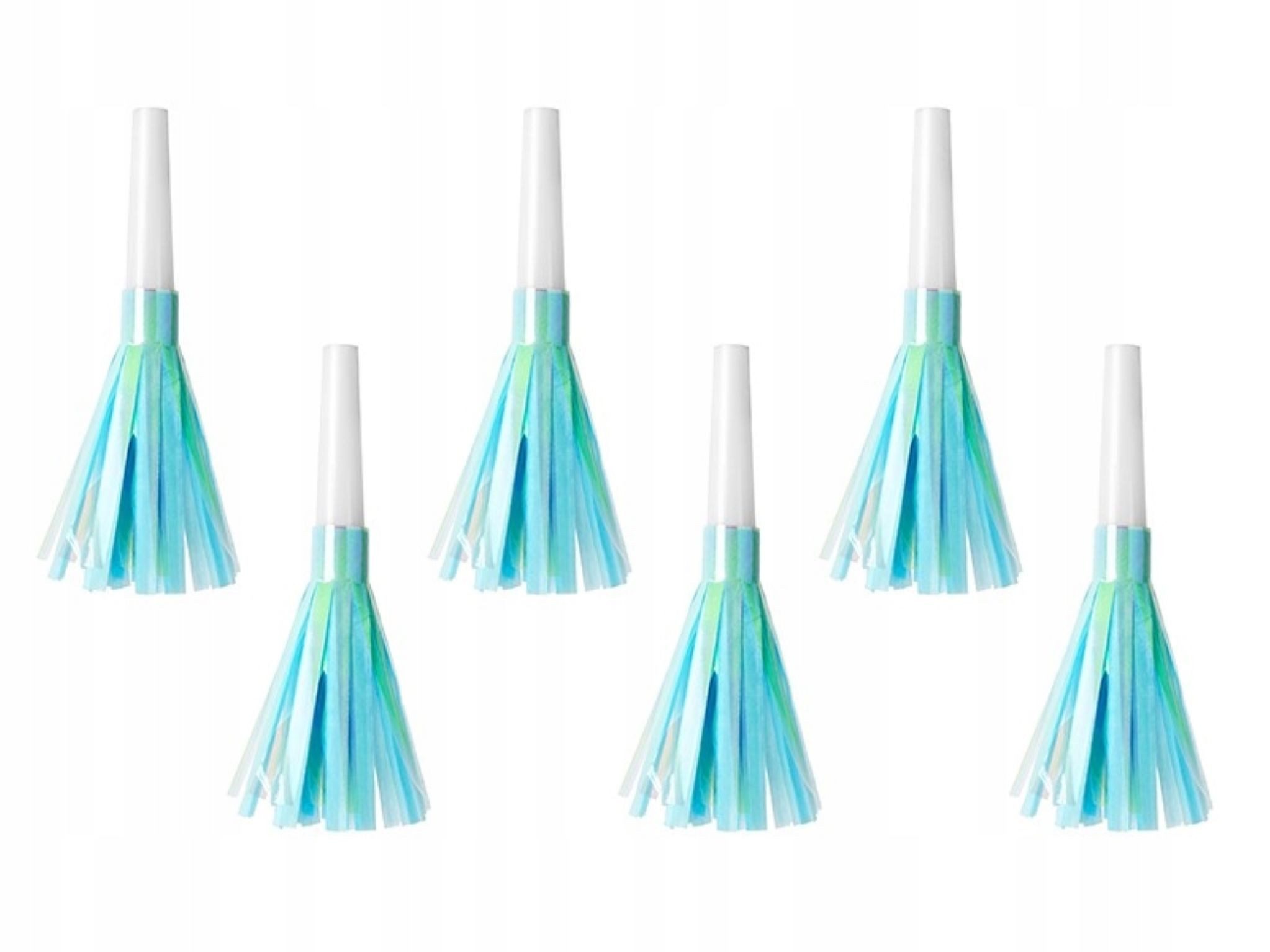 partydeco Papierdekoration 6x Party-Tröten, Blau, 12,5 cm – Perfekt für Geburtstagsfeiern