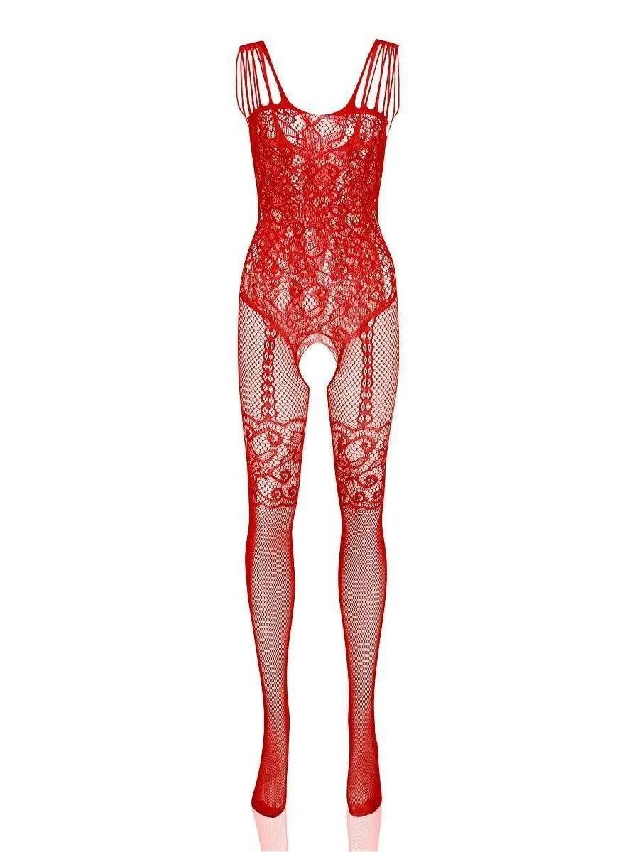 Elegant Love Bodystocking-Ouvert Sexy Strumpfbody, elegantes ärmelloses Catsuit, Reizwäsche Dessous mit offenem Schritt, XS-XL