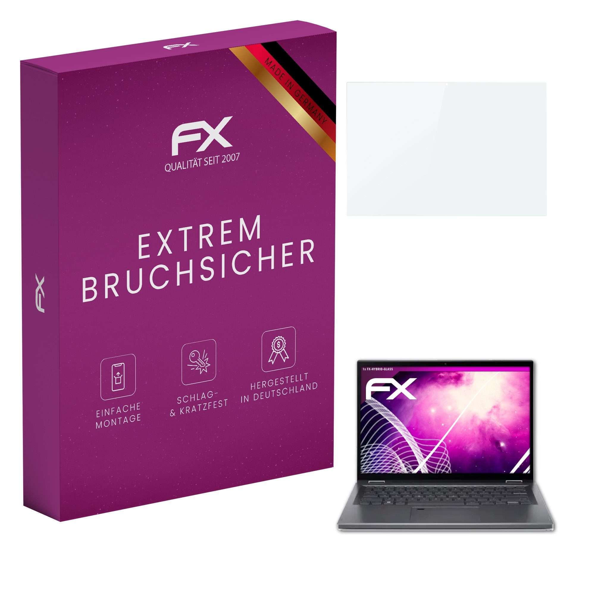 atFoliX Schutzfolie Panzerglasfolie für Aspire 5 Spin A5SP14-51MTN, Ultradünn und superhart