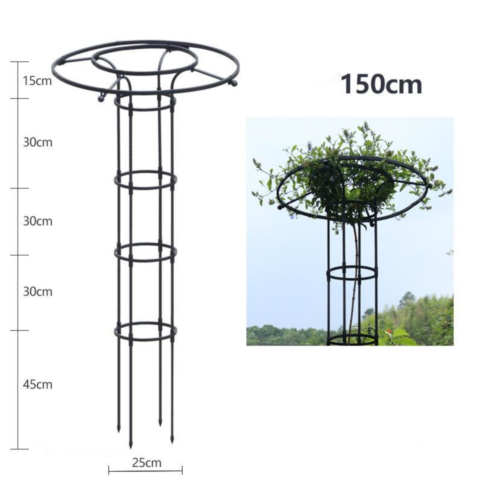 GarveeMore Zaunpfosten Garten Rundspalier Schwarzer Stahlrahmen Schirm Spalier TurmVertikaler, 150cm Garten Kletterturm Garten Kletterpflanze Stützstruktur Lebe – Bild 3 von 5