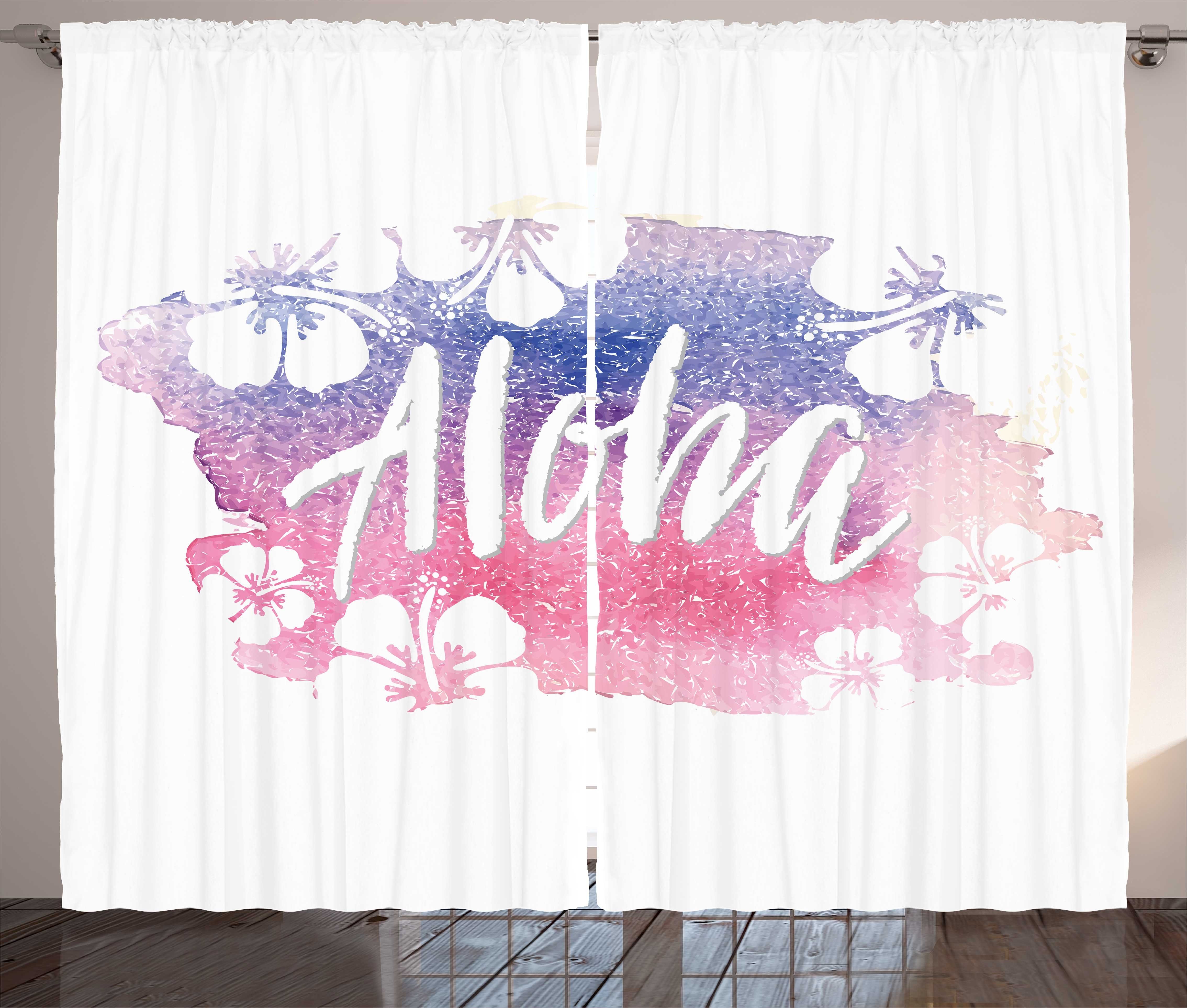 Gardine Schlafzimmer Kräuselband Vorhang Schlaufen Kalligraphie Haken, mit Hibiscus und Sommer Aloha Abakuhaus