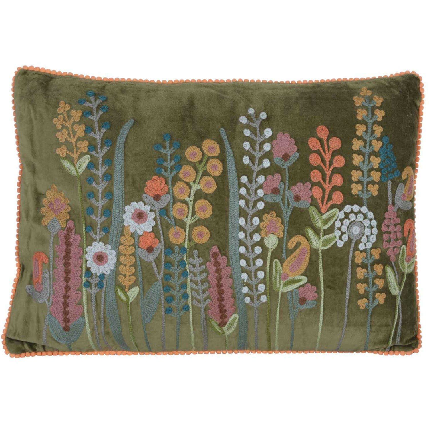 Casa Moro Dekokissen Samt Kissen Santa 48x30 mit Bommeln & Füllung, Kissenhülle mit Füllung