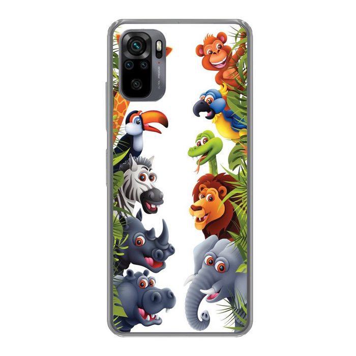 MuchoWow Handyhülle Dschungel - Tiere - Jungen - Mädchen - Giraffe - Elefant - Kinder Phone Case Handyhülle Xiaomi Redmi Note 10 Pro Silikon Schutzhülle
