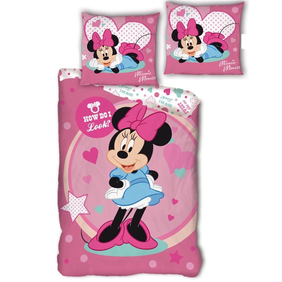 Disney Bettwäsche Disney Minnie Maus Kinder Bettwäsche 2tlg Set, Mikrofaser, 2 teilig, 135/140x200 cm Kissenbezug 63x63 cm