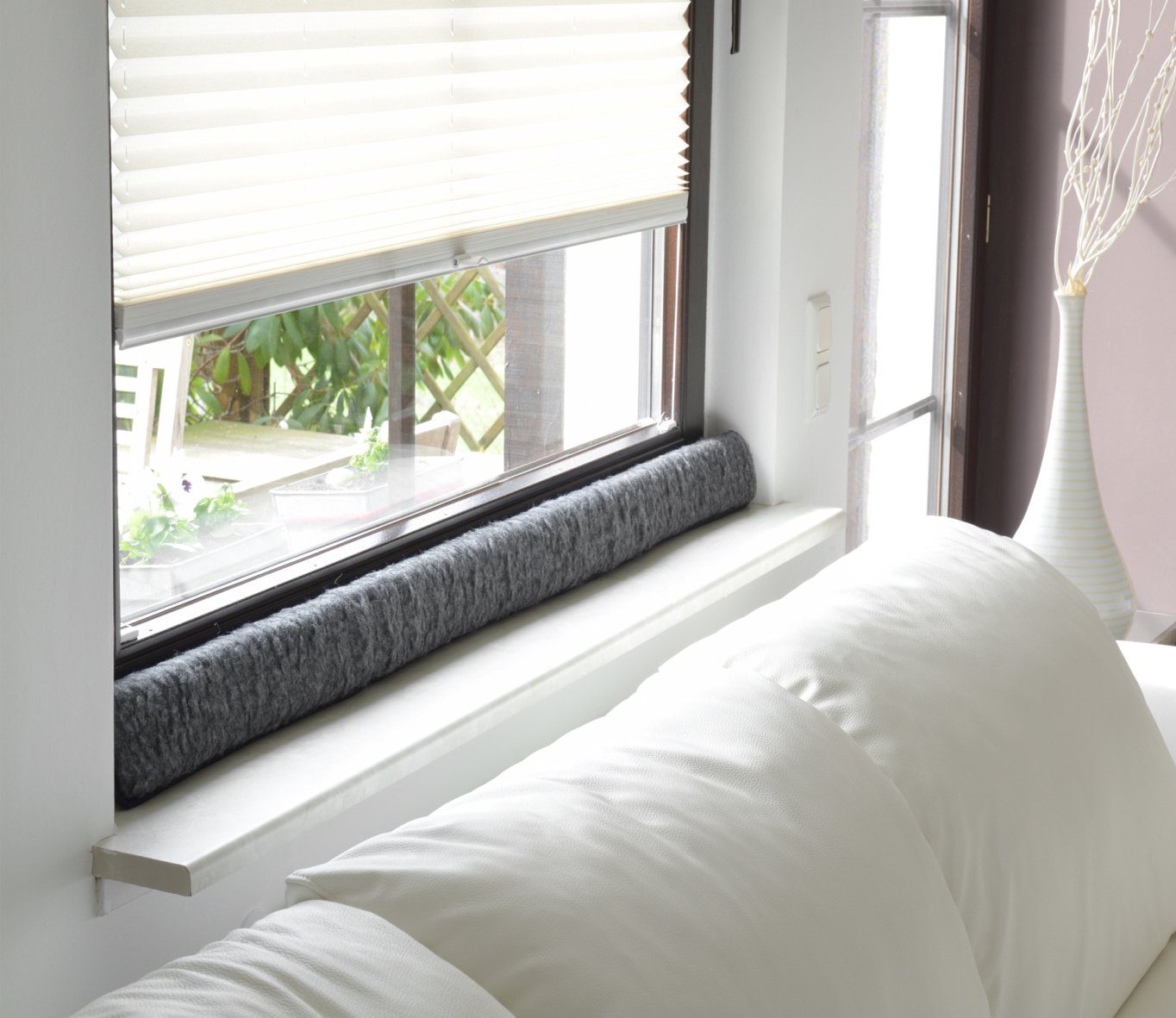 BigDean Zugluftstopper 100cm für Fenster Schurwolle Anthrazit, Packung, 1-t günstig online kaufen