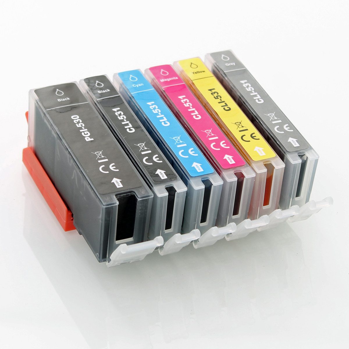 ABC Tintenpatrone (Set 6x kompatibel für Canon PGI-530 CLI-531 Pixma TS8750 TS8751, ABC)