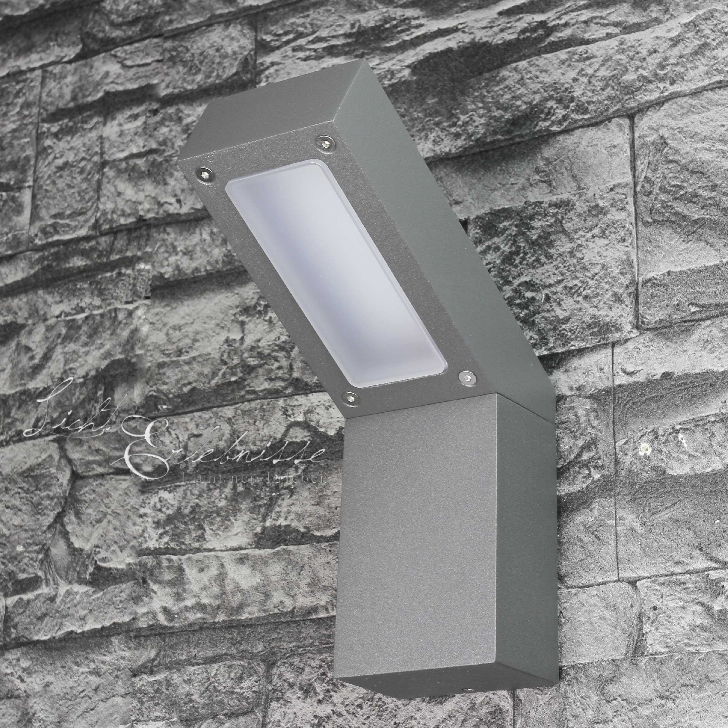 Licht-Erlebnisse LHOTSE, Warmweiß, IP54 LED integriert, 9W fest Wandlampe Anthrazit Außen-Wandleuchte Außen Aluminium Garten LED