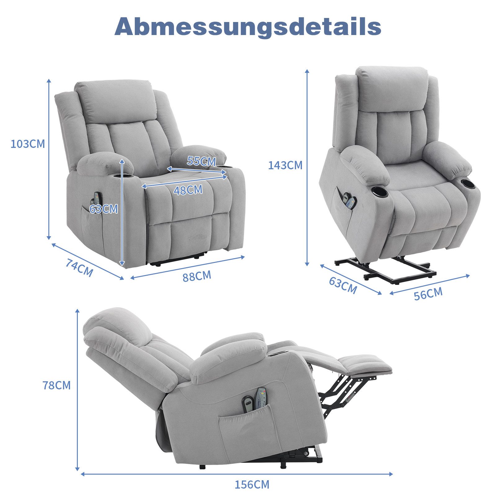 VINGLI Relaxsessel Fernsehsessel mit Liegefunktion Aufstehhilfe, günstig online kaufen