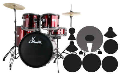 XDrum Schlagzeug Rookie 22" Standard,Komplettes Drumset, inkl. Hocker, Drumsticks & Dämpfer, Kesselgrößen: 22" BD, 12", 13", 16" TT, 14 SN