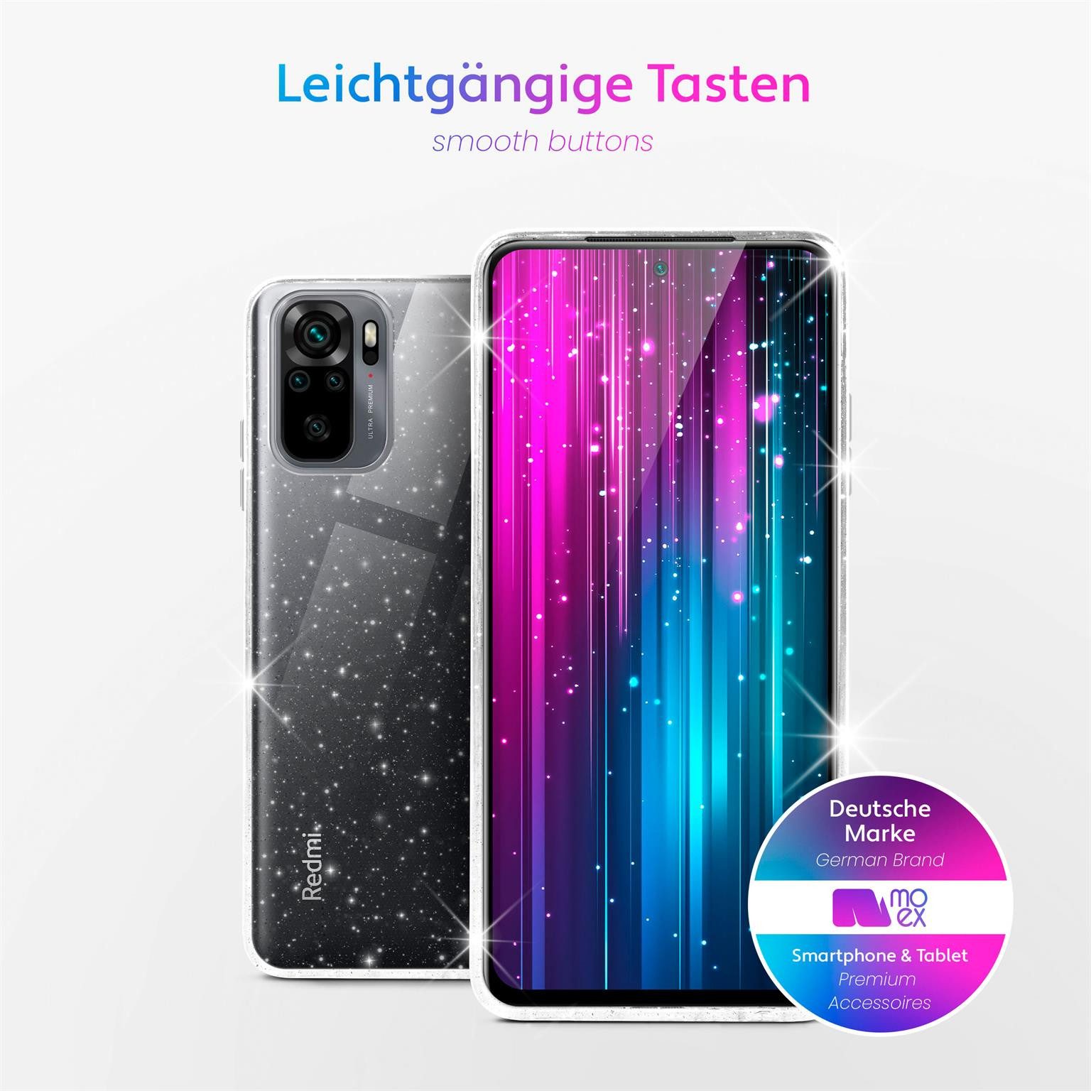 moex Handyhülle für Redmi Note 10S Hülle Glitzer Dünn Sparky Case Clear 6,43 Zoll, Silikon Schutzhülle Durchsichtig Design Glitzerhülle Cover Ultra Slim