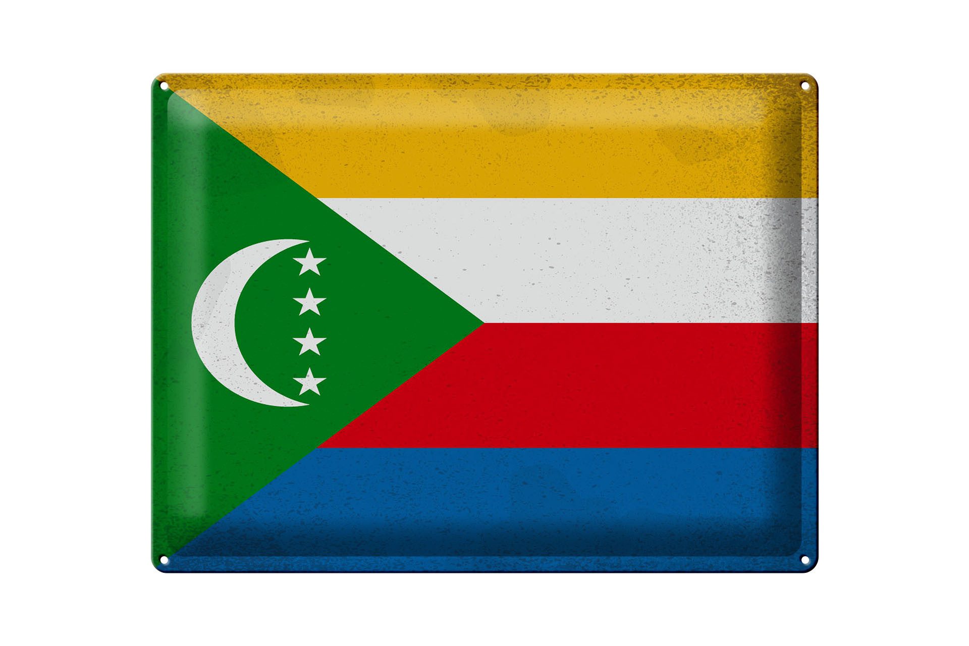 Metallschild Flagge Komoren 40x30cm Flag Comoros Vintage