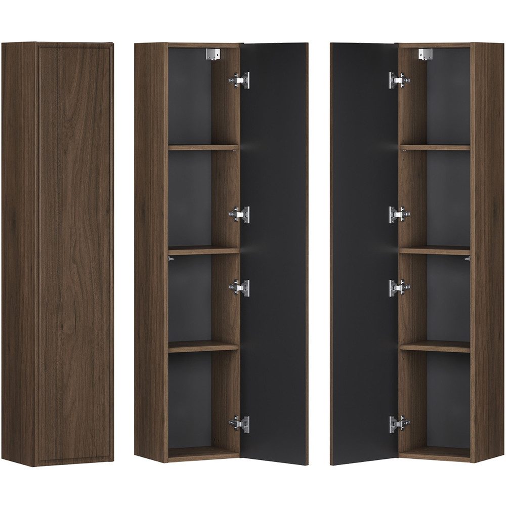 Lomadox Hochschrank TEMUCO-56-WALNUT in Walnuss mit Rahmenfräsung, 30 cm breit, grifflos