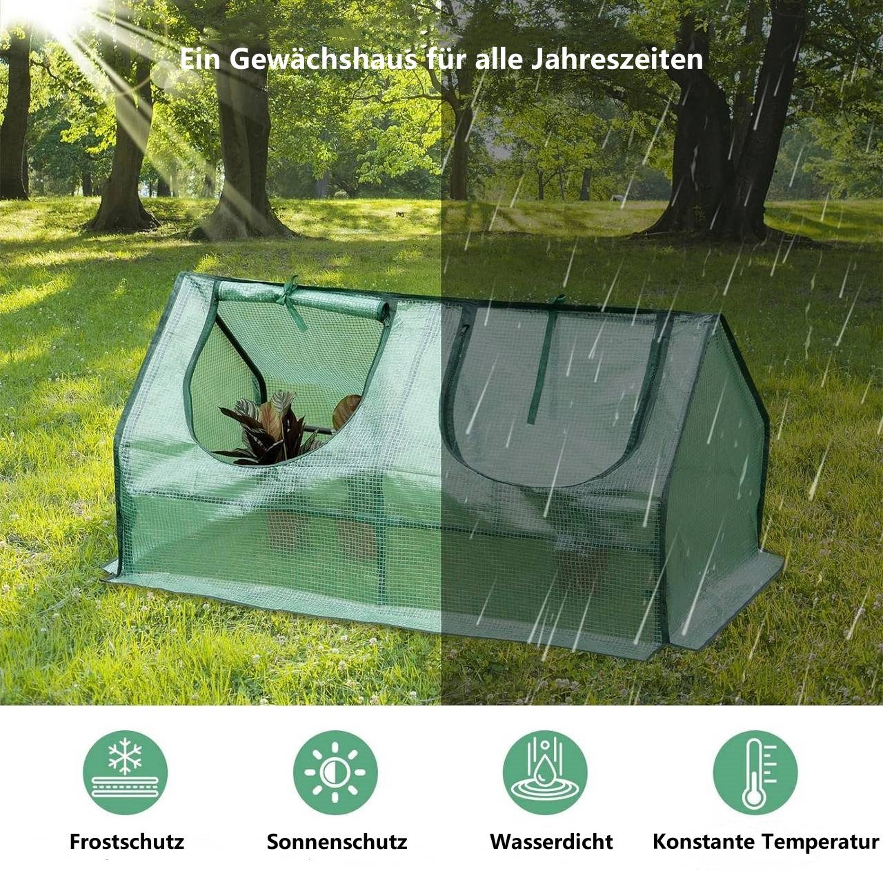 Woltu Foliengewächshaus, BxTxH: 120 x 60 x 60,00 cm, mit aufrollbaren Fenstern