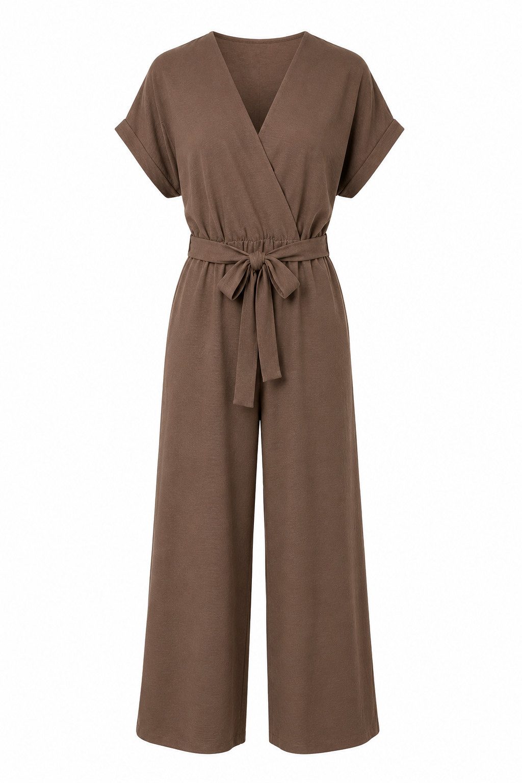 ITALY VIBES Jumpsuit - knöchellanger Overall mit Bindegürtel - lockerer Sommer-Jumpsuit ONE SIZE - passend für Größen S-L