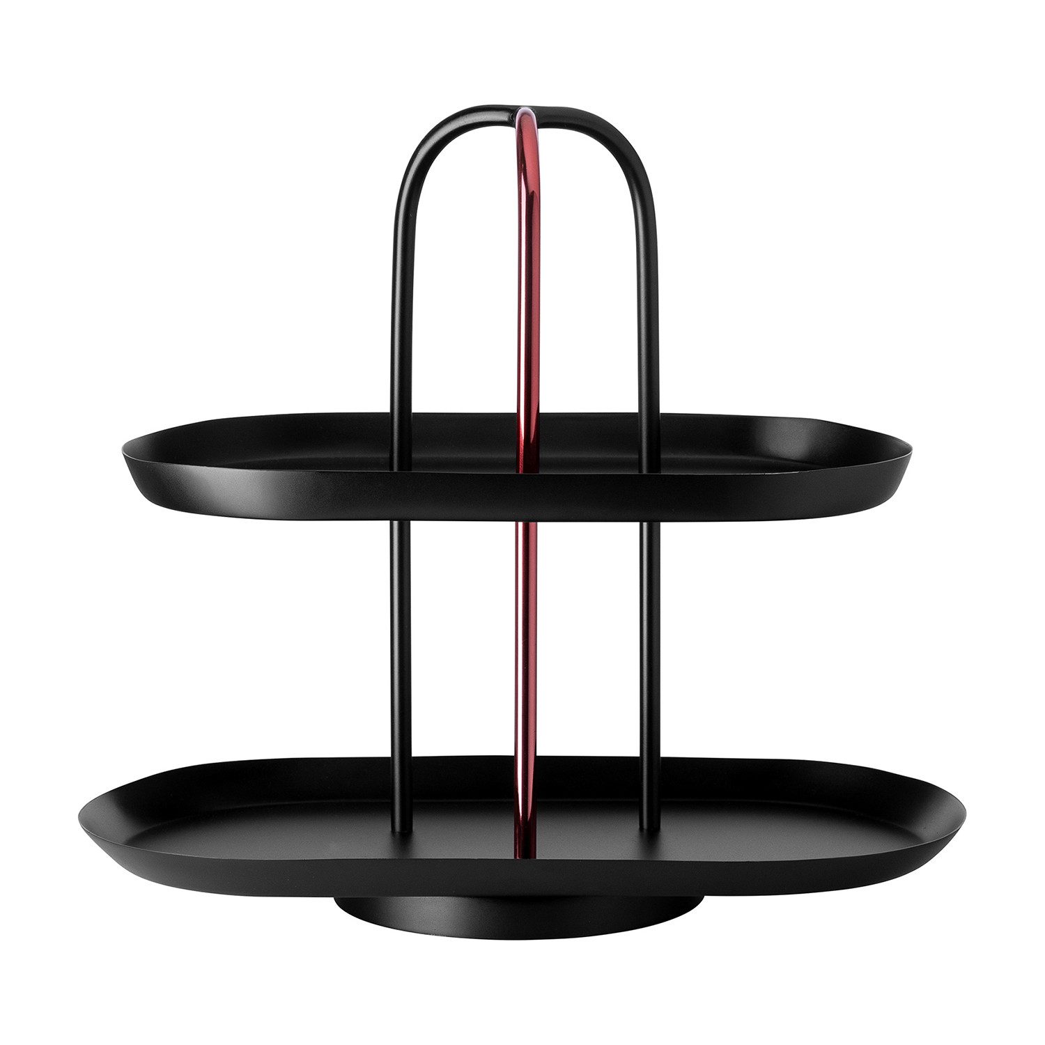 Fink Studio Etagere UPPER EAST 2er Etagere - rot-schwarz - Edelstahl - H. 27cm x B. 31cm, pulverbeschichtet, (1x Etagere, Etagere - Cupcake Ständer - Servierplatte - Tortenplatte), Etagere Cupcake Ständer Servierplatte Tortenplatte 3-stöckig