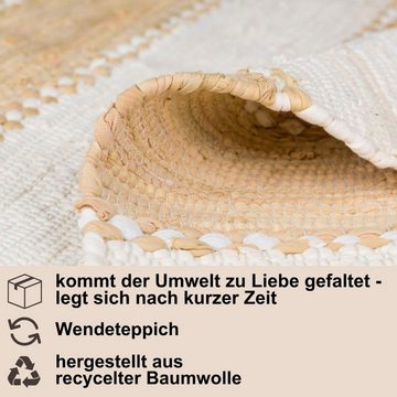 Teppich Karim, Myflair Möbel & Accessoires, rechteckig, Höhe: 10 mm, Handweb Teppich, gestreift, 90% Baumwolle, handgewebt, mit Fransen
