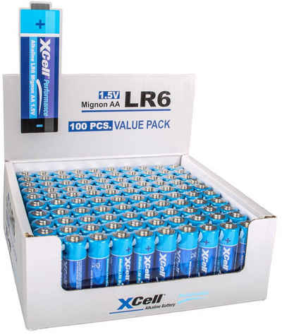 XCell 100x XCell AA LR6 Mignon Super Alkaline Batterie Batterie, (1,5V V)