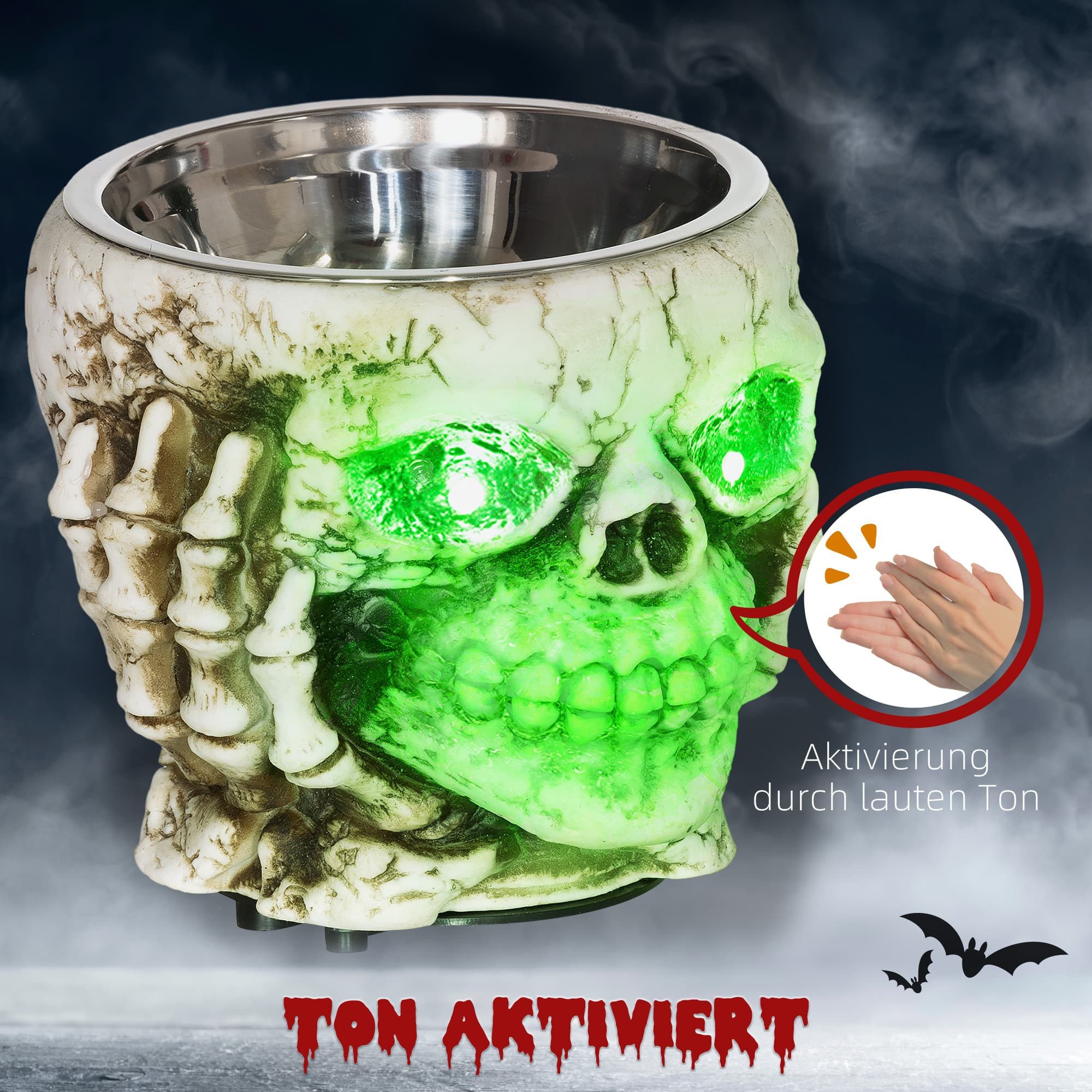 autolock Dekoobjekt Halloween Skelett-Schale mit leuchtenden günstig online kaufen