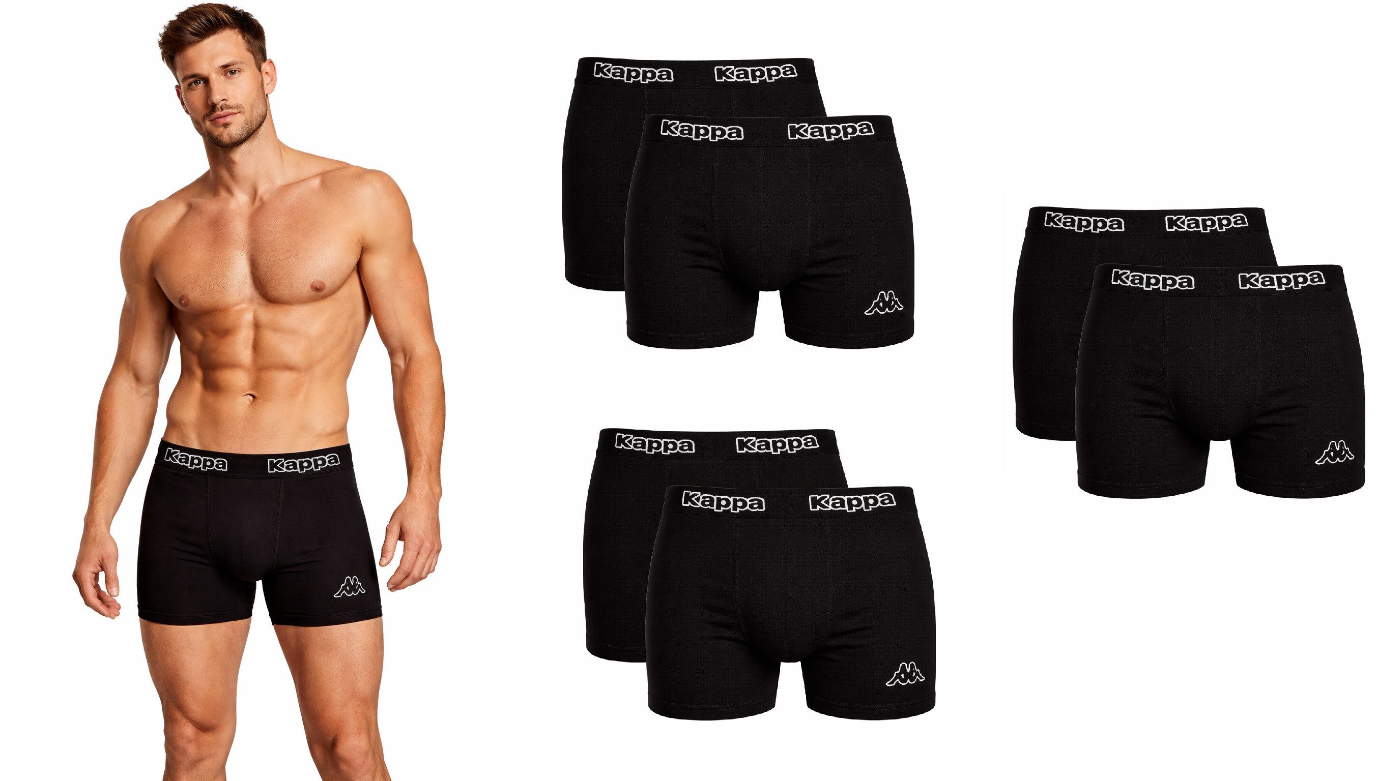 Kappa Boxershorts Kappa Boxershorts Sets Unterhosen Slip 6x Schwarz / Schwarz A Gr.XL
