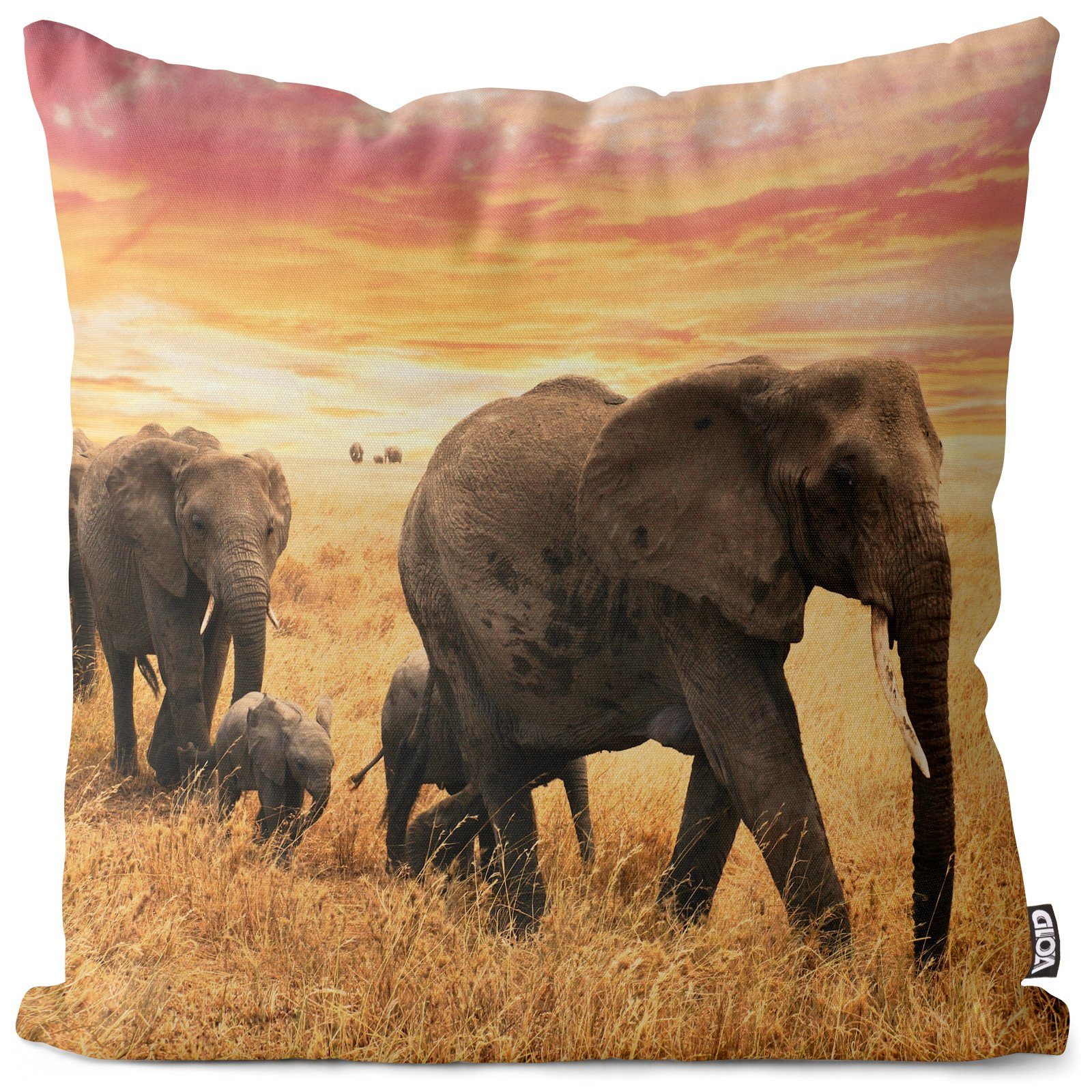 Steppe Tiere VOID Afrika Elefanten Zoo Stück), Kissenbezug, Afrika Dschungel Sofa-Kissen (1 Elefant Kissenbezug Safari
