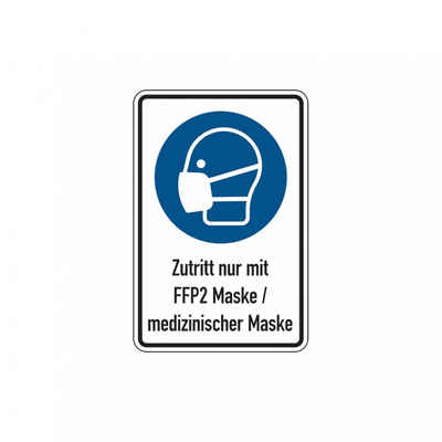 König Werbeanlagen Hinweisschild Kombi, Zutritt nur mit FFP2 Maske/medizinischer Maske, 300 x 200 mm
