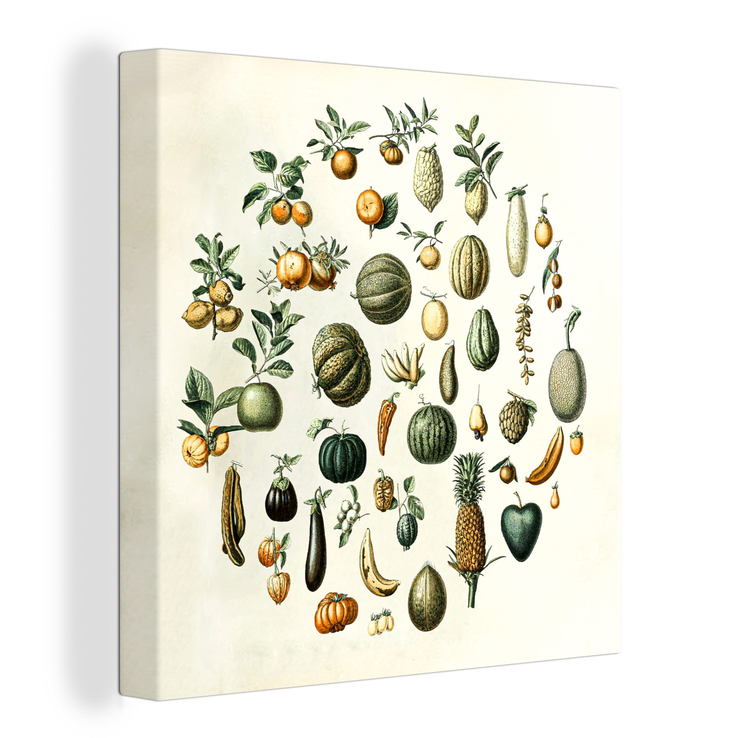 OneMillionCanvasses® Leinwandbild Bilder - für - Wohnzimmer Obst Schlafzimmer St), (1 Leinwand Vintage, Gemüse