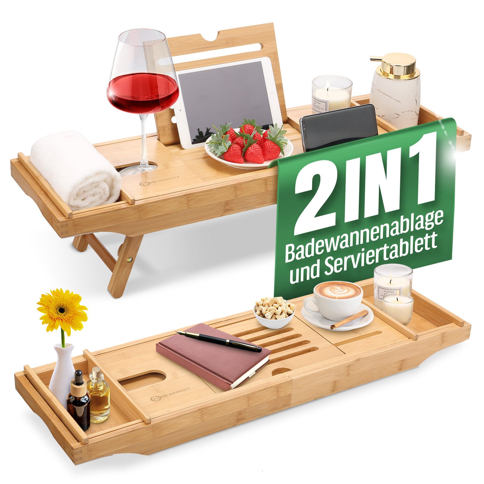 HEIMWERT Badewannenablage Badewannentablett Frühstückstablett mit Beinen, A günstig online kaufen