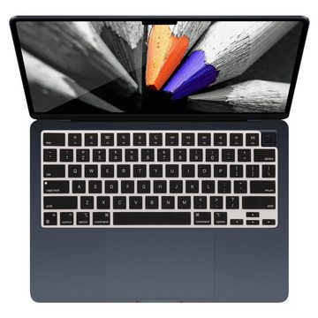 kwmobile Aufbewahrungstasche Silikon Tastaturschutz für Apple Macbook Air 15 2023 M2 (A2941) (1-tlg), QWERTY US Keyboard Cover Abdeckung - Schwarz