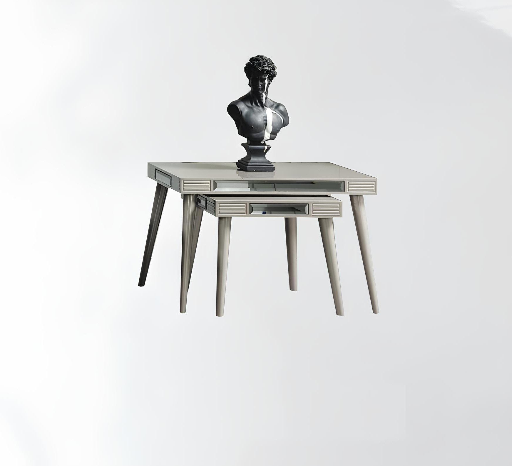 Xlmoebel Satztisch 2tlg. Beistelltisch-Set Kaffeetische Silber für Wohnzimmer (2tlg. Beistelltisch-Set, 2-St., 2x Beistelltische), Made in Europa