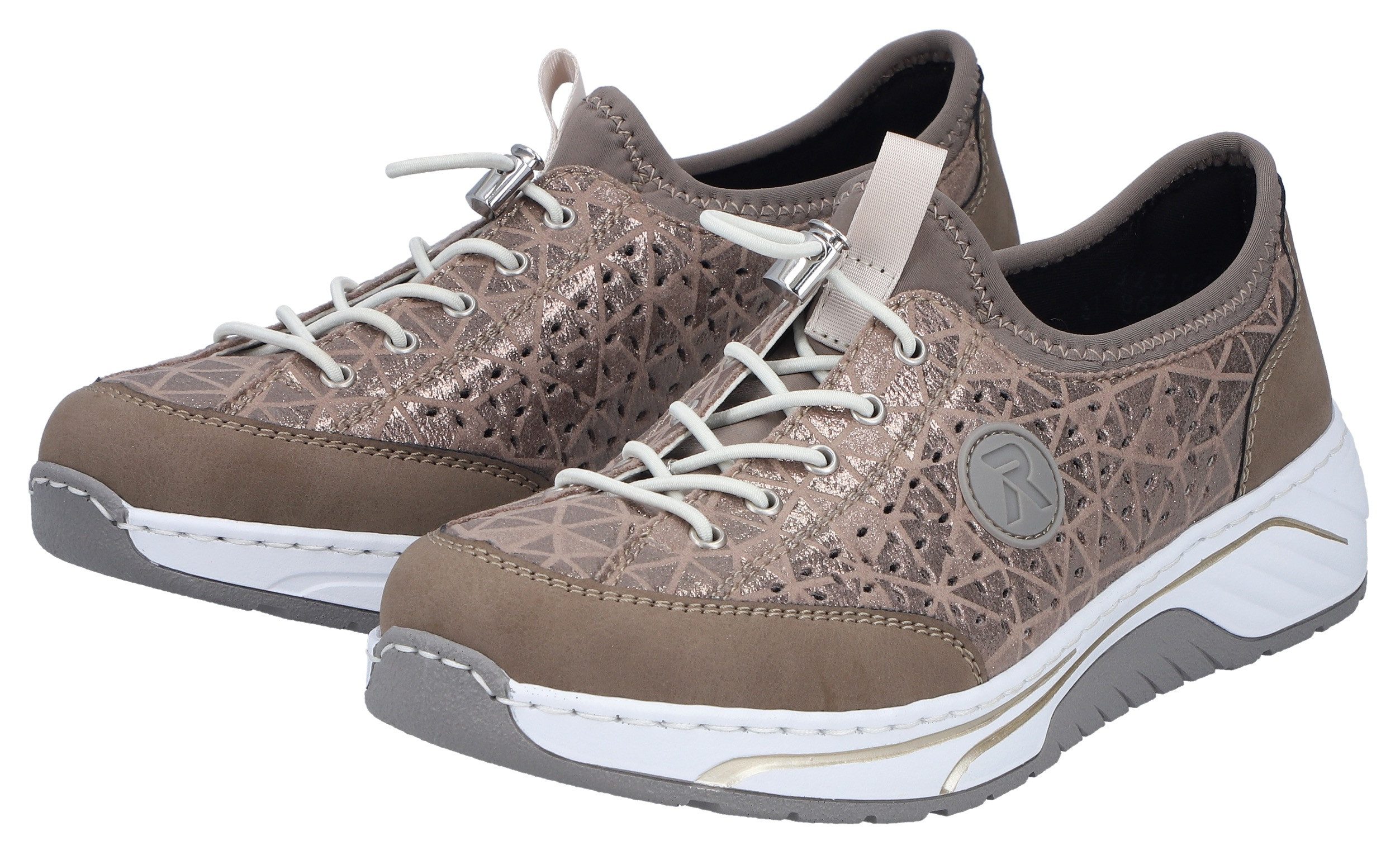 Rieker Slip-On Sneaker Slipper, Freizeitsneaker, Halbschuh in Metallic-Optik