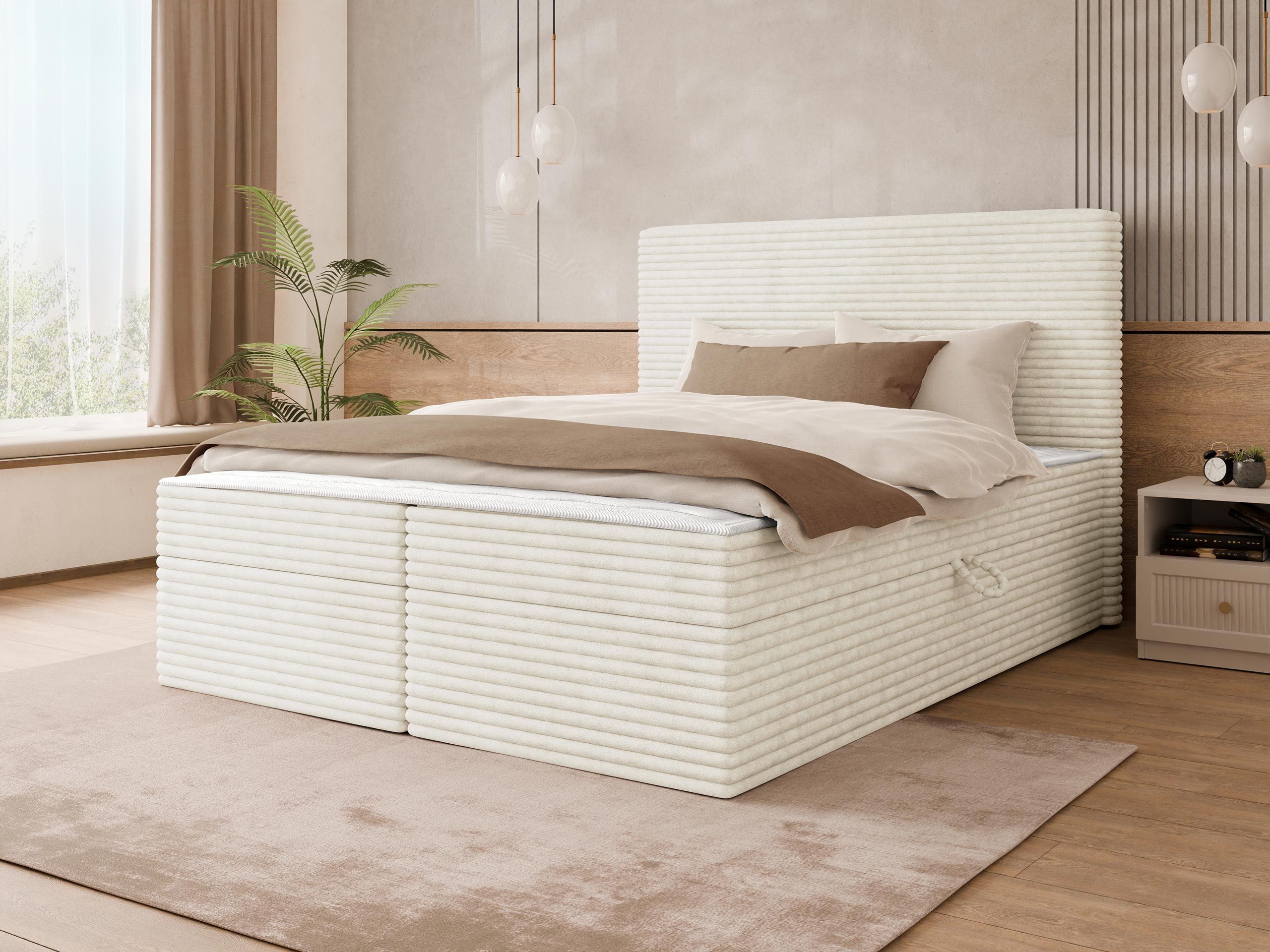 MIRJAN24 Boxspringbett Wokio (mit zwei Bettkästen für die Bettwäsche), 140/160/180x200 cm, Bonellfederkern, H3