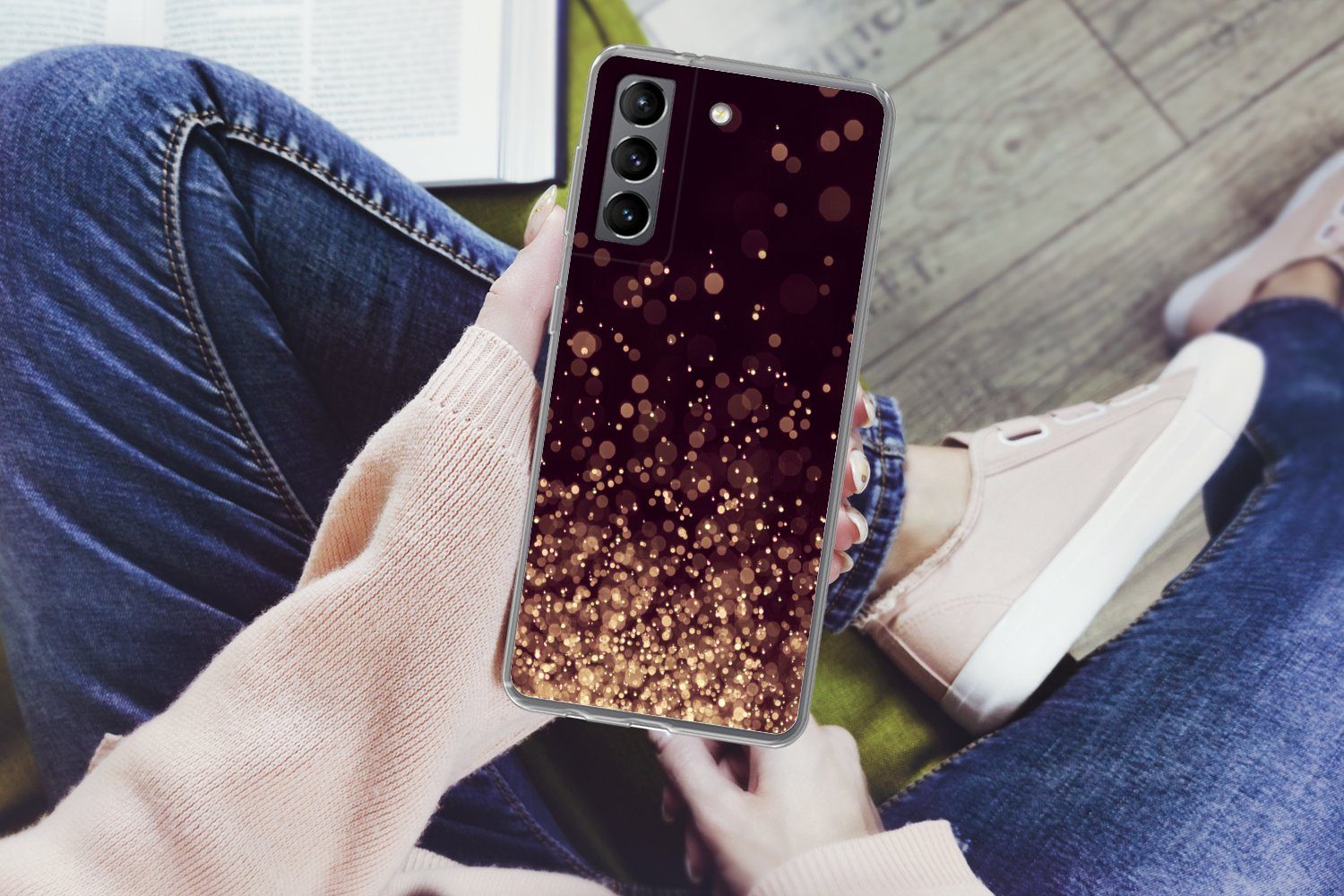 MuchoWow Handyhülle für Samsung Galaxy S21 Plus Abstrakt - Glitzer - Licht - Design, Phone Case, Silikon, Schutzhülle Dünn