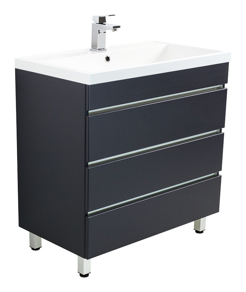 Magnolia Home Waschtisch Stand Badmöbel Via 80 anthrazit mit drei grifflose günstig online kaufen