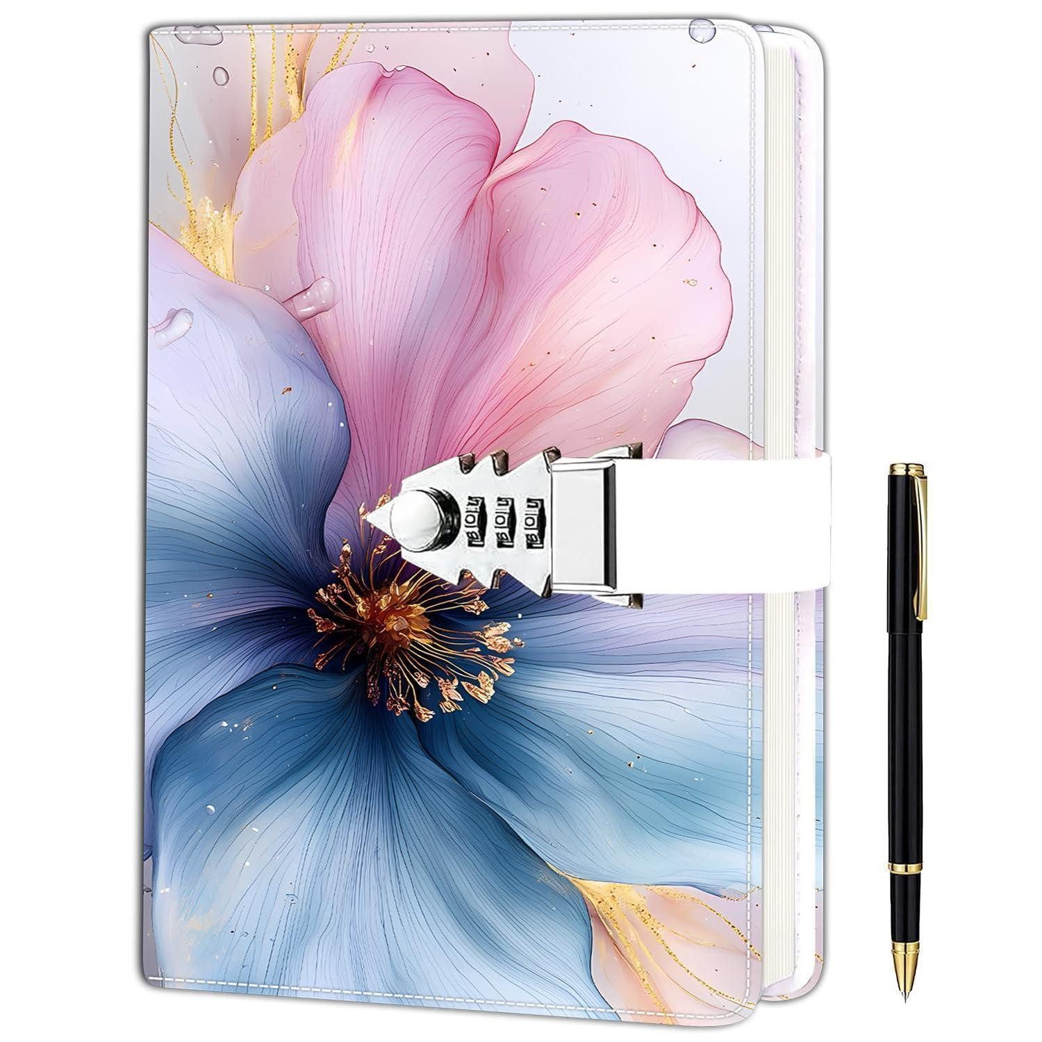 LuxusKollektion Tagebuch Tagebuch mit Schloss A5 Himmlische Blume