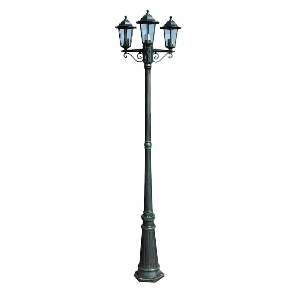 vidaXL Außen-Stehlampe Gartenlaterne 3-flammig 215 cm Dunkelgrün/Schwarz Aluminium