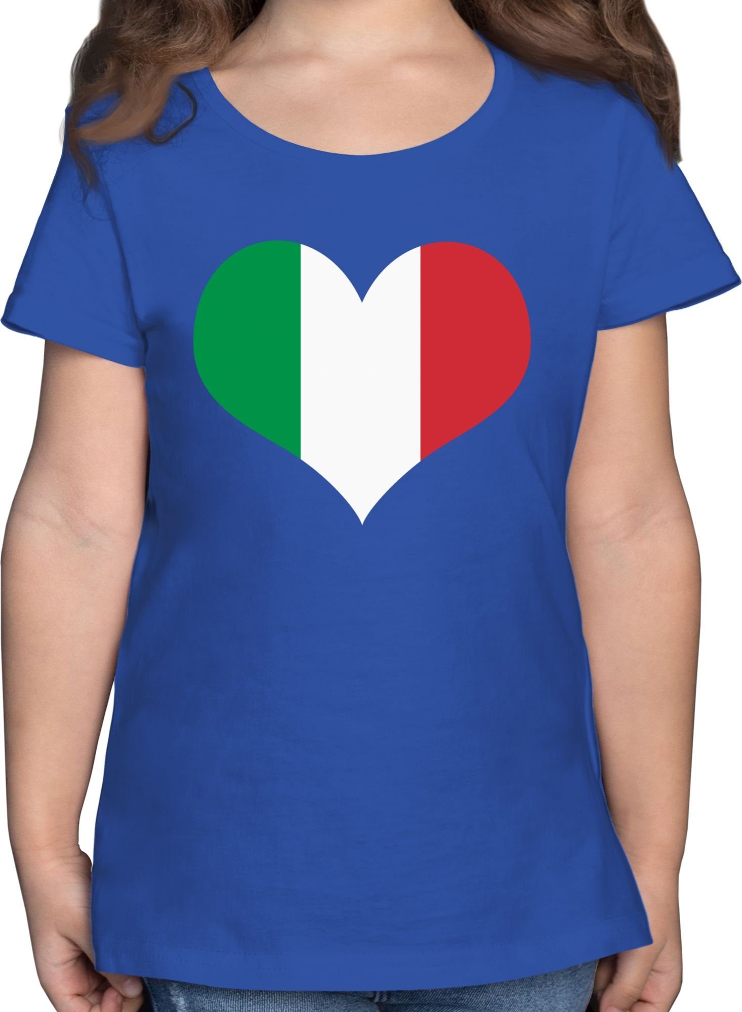 Shirtracer T-Shirt Italien Herz Kinder Länder Wappen 1 Royalblau