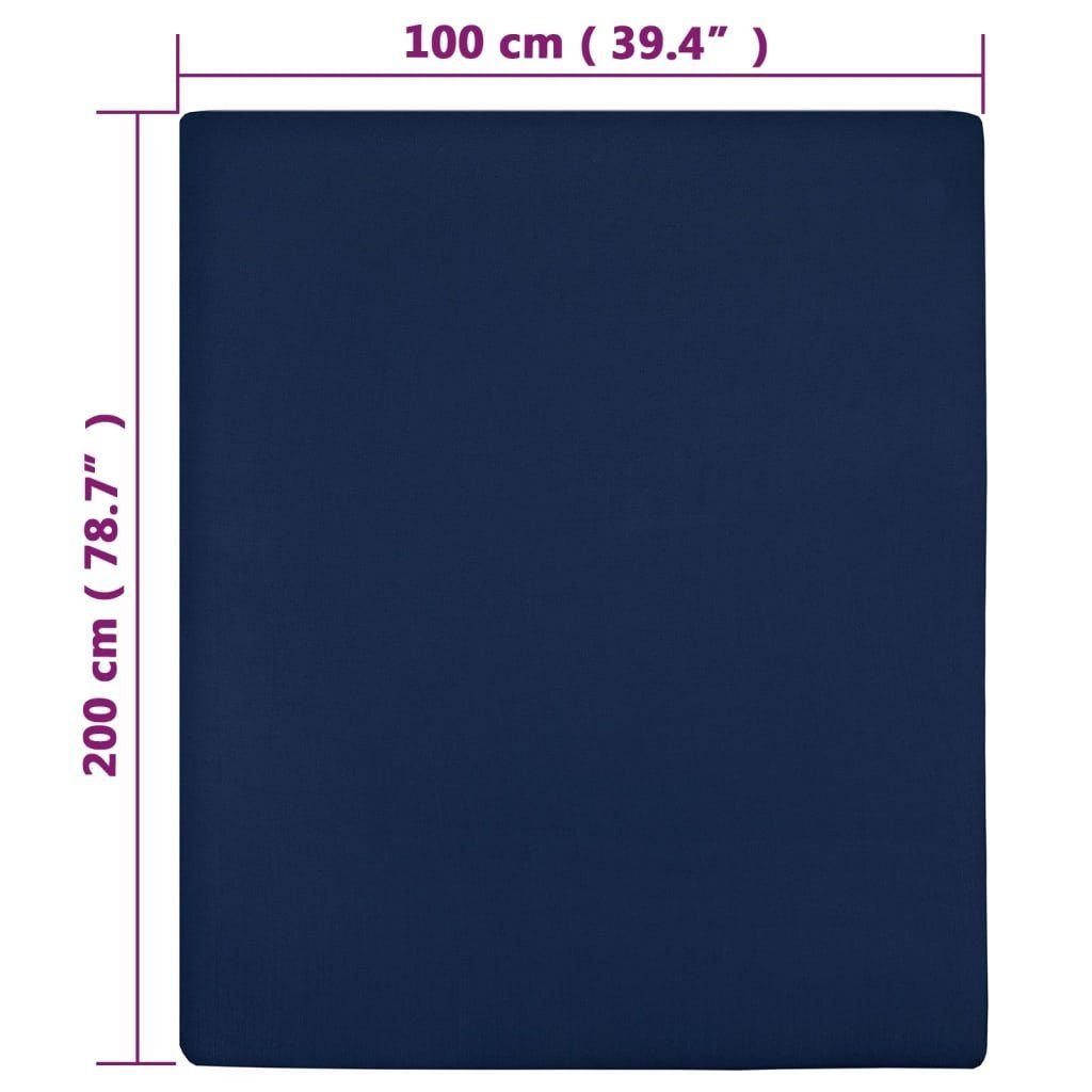 100x200 Jersey Baumwolle, vidaXL cm Marineblau Spannbettlaken Tagesdecke
