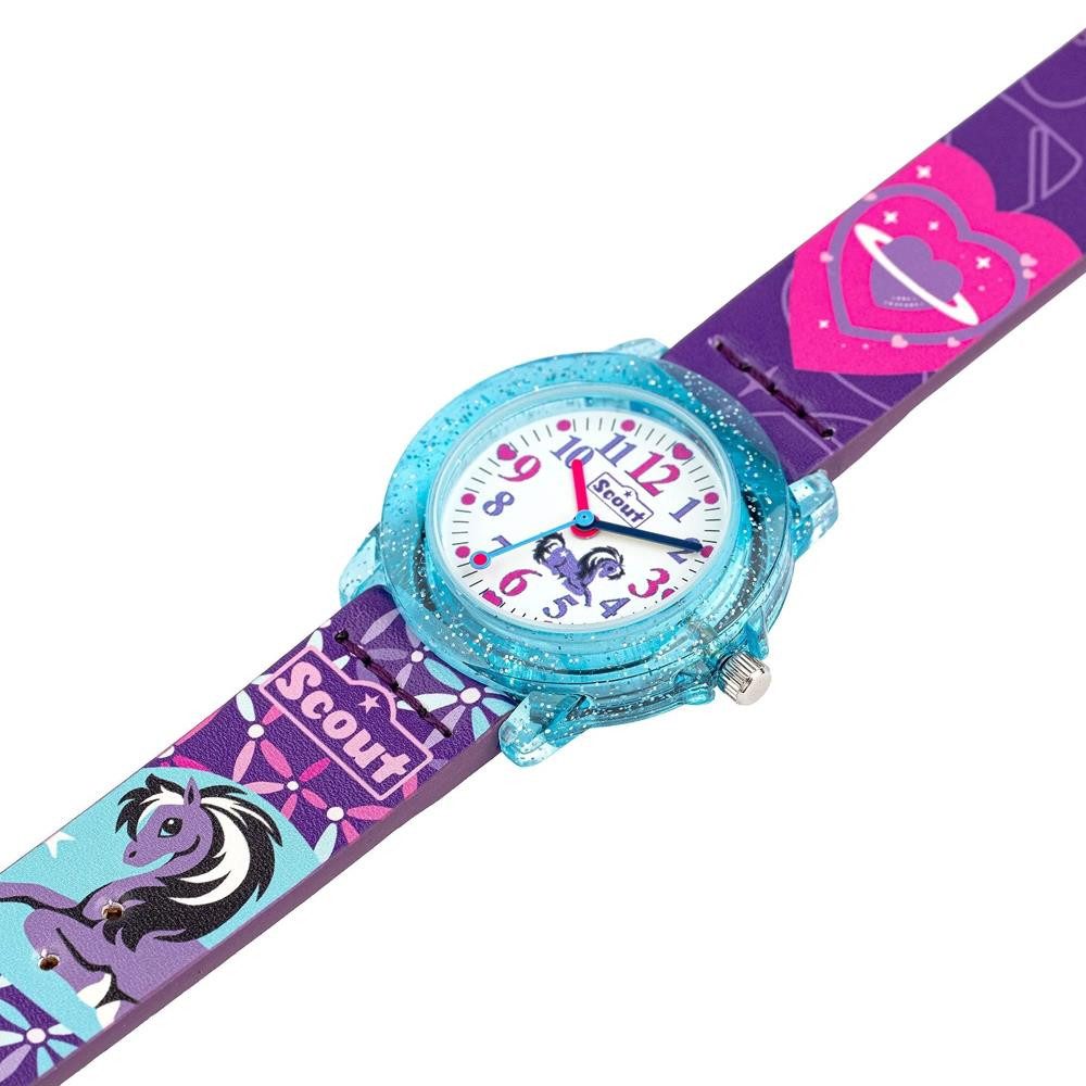 Scout Chronograph Quarzuhr für Mädchen mit Pferden und Kunststoffgehäuse