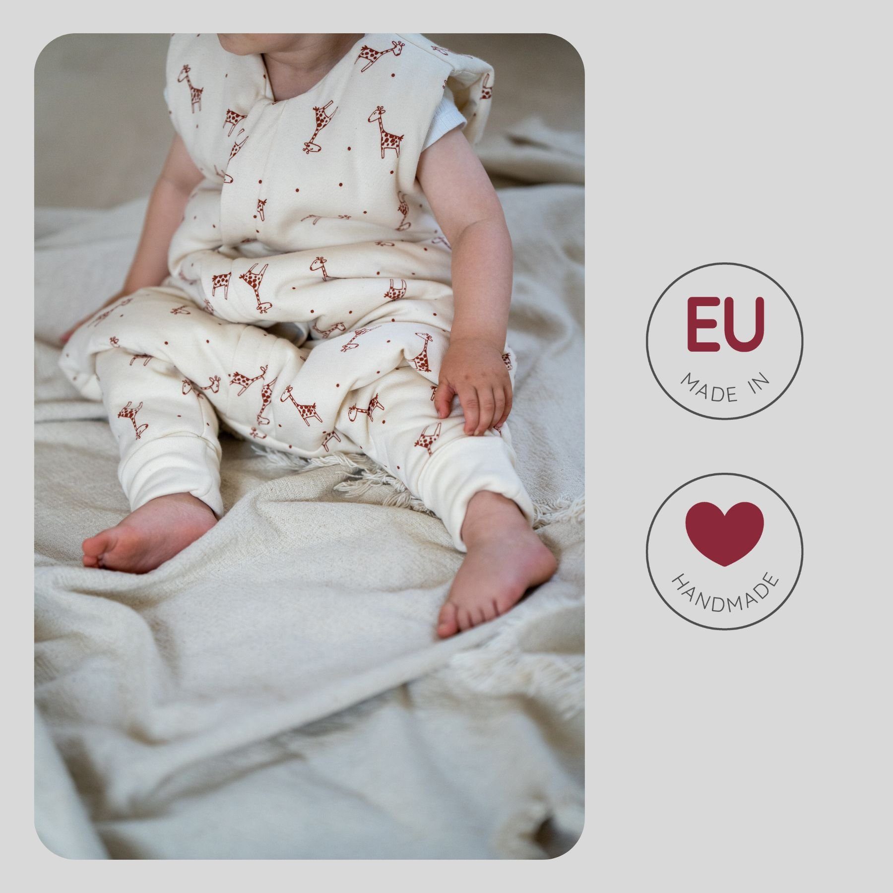 Füßen Designs und mit Biobaumwolle aus HOBEA-Germany mit Babyschlafsack Punkte Beinen verschieden Beige Farben, Füßen und in